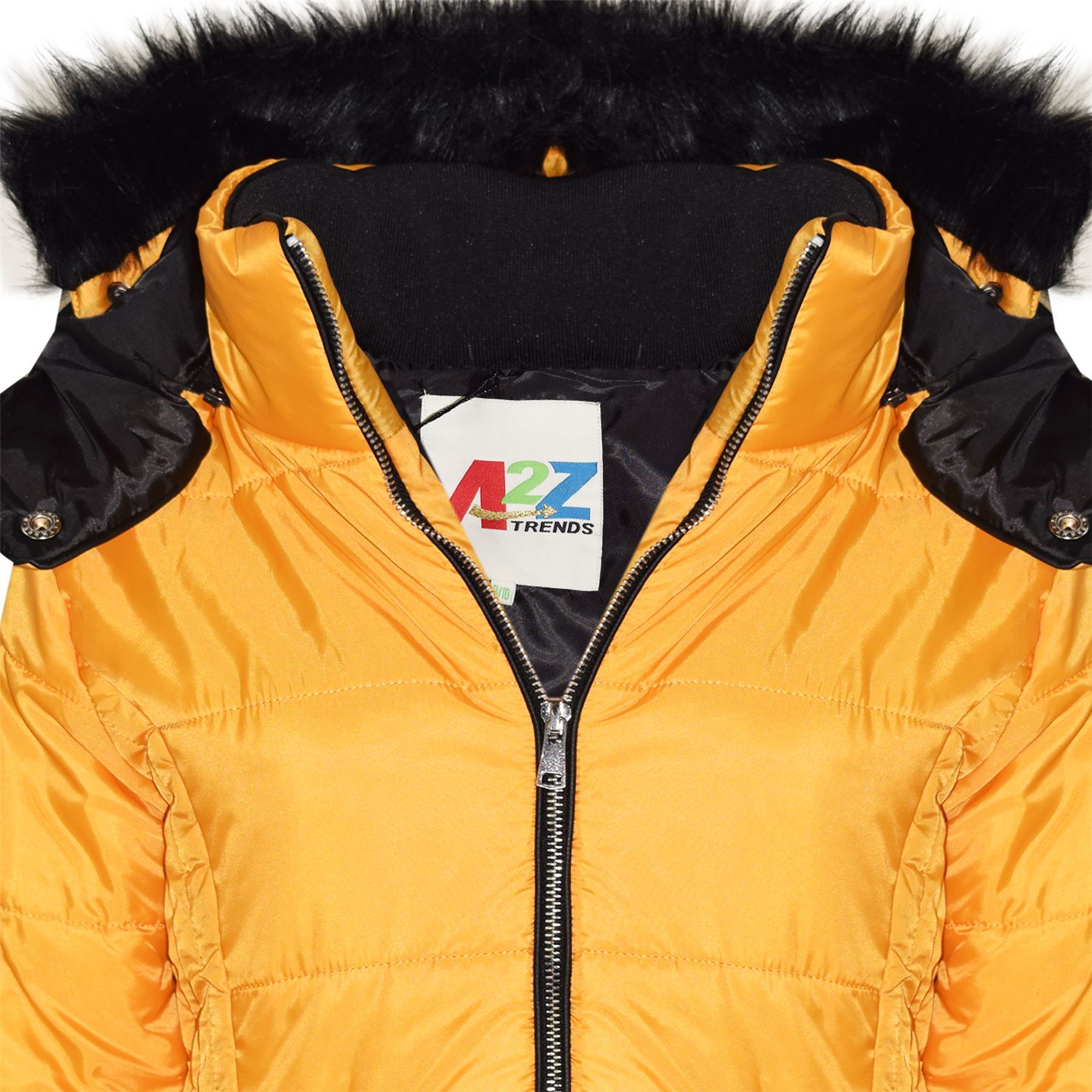 Kids Girls Jacket Mustard Cropped Padded Puffer Bubble Fur Collar Warm Coat 3 13 Kids Girls Jacket Mustard Cropped Padded Puffer Bubble Fur Collar Warm Coat 3 13