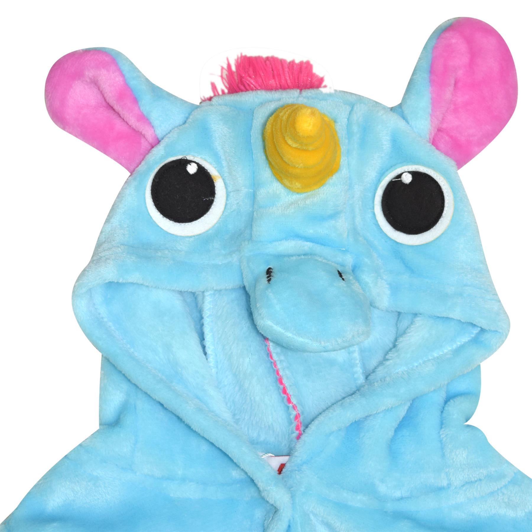 A2Z 4 Kids Super Soft 3D Animal Detail Dressing Gown Nightwear Hooded Robe 2-1 - Picture 16 of 154