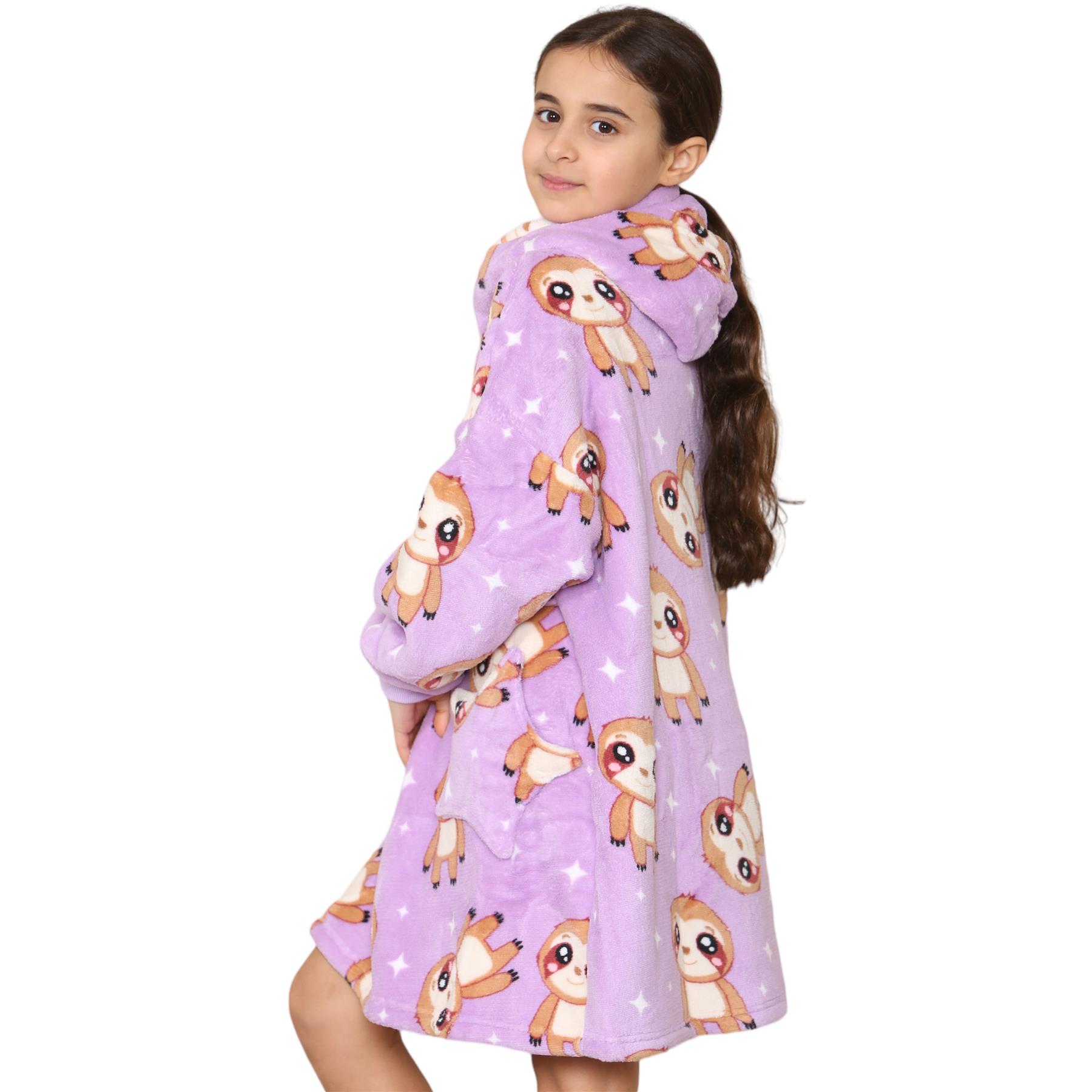 Kids Girls Boys Oversized Hoodie Animal Snuggle Blanket Super Soft Warm Fleece - Picture 31 of 47