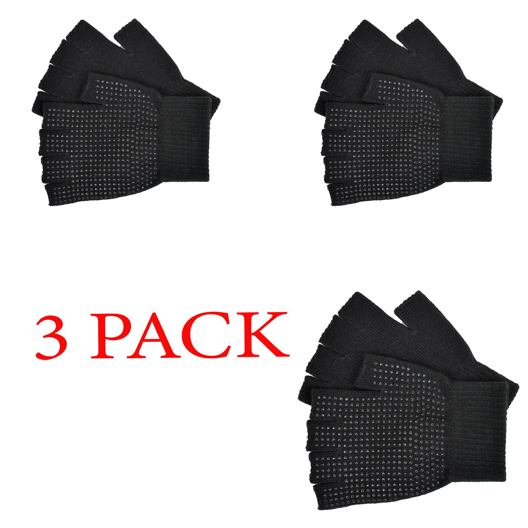 Mens Women Gloves Fingerless Gripper Half Finger Mittens Outdoor Non-Slip Gloves - Picture 3 of 7