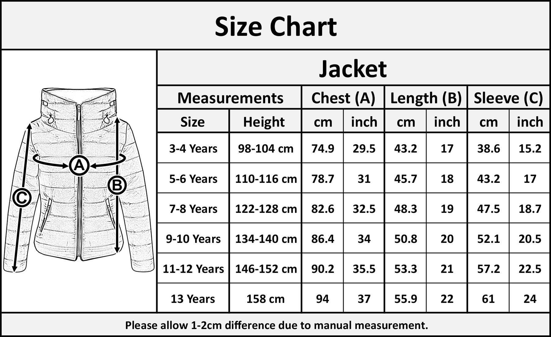 Girls Jacket Kids Quilted Padded Puffer Bubble Fur Collar Warm Thick Coats 3-13 - Picture 8 of 8