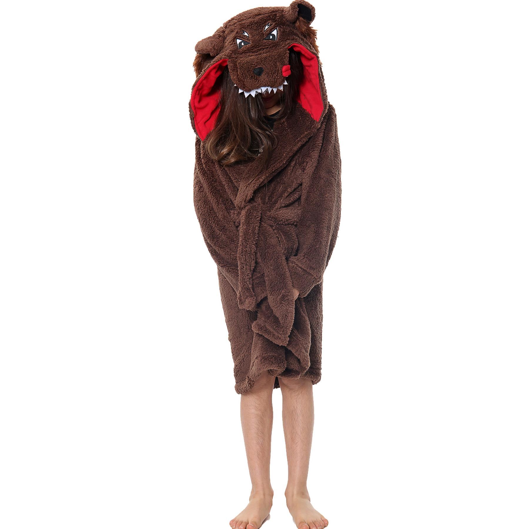 A2Z 4 Kids Super Soft 3D Animal Detail Dressing Gown Nightwear Hooded Robe 2-1 - Picture 146 of 154