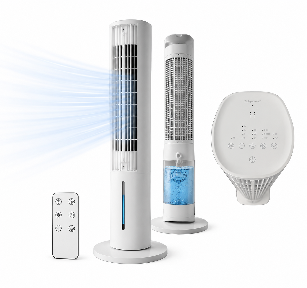 Air Cooler Tower Fan Remote Control 3L Tank 3 Speeds LED Display 12 Hour Timer