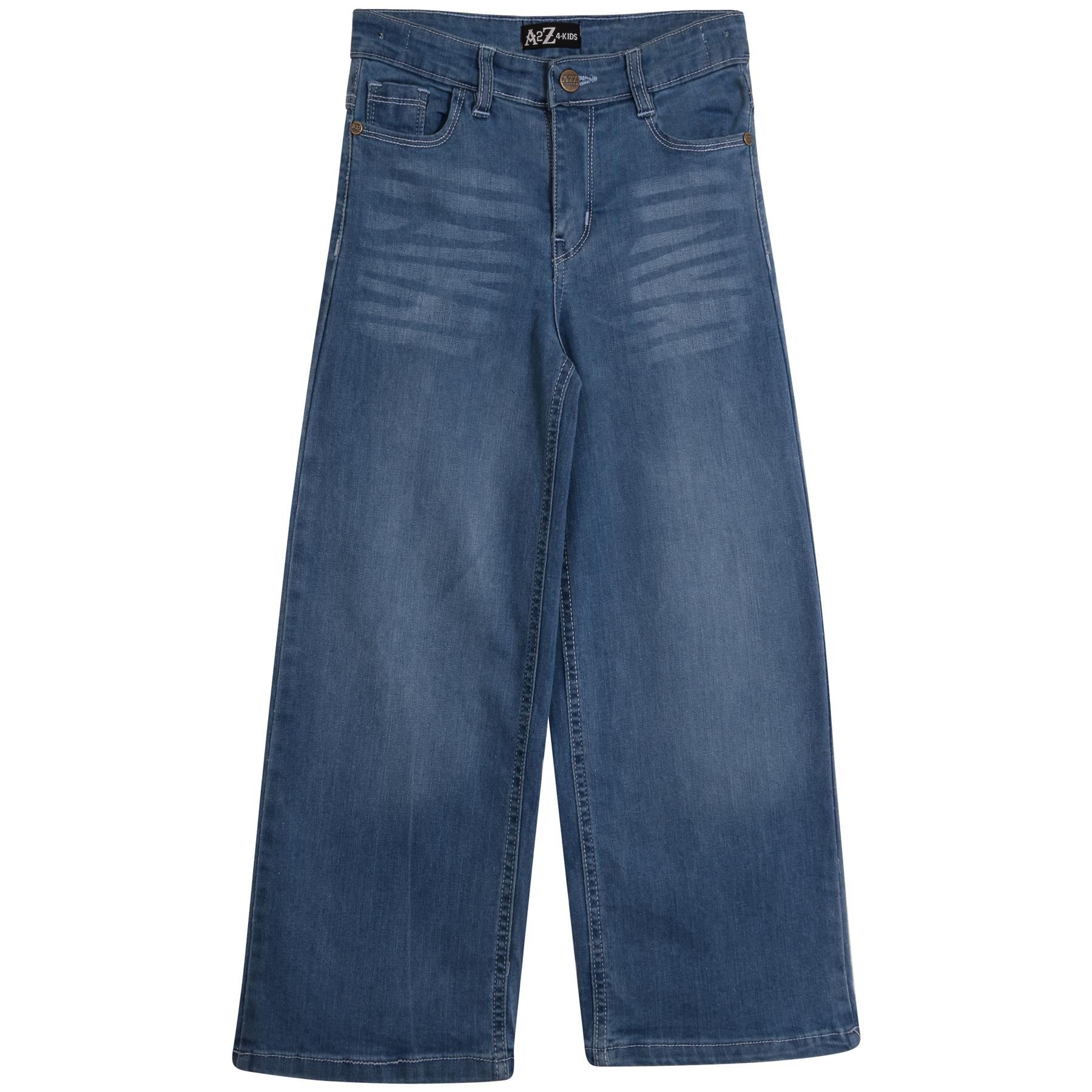 Kids Girls Relaxed Baggy Palazzo Jeans For Teens Flare Stretchy Denim Jeans - Picture 17 of 23