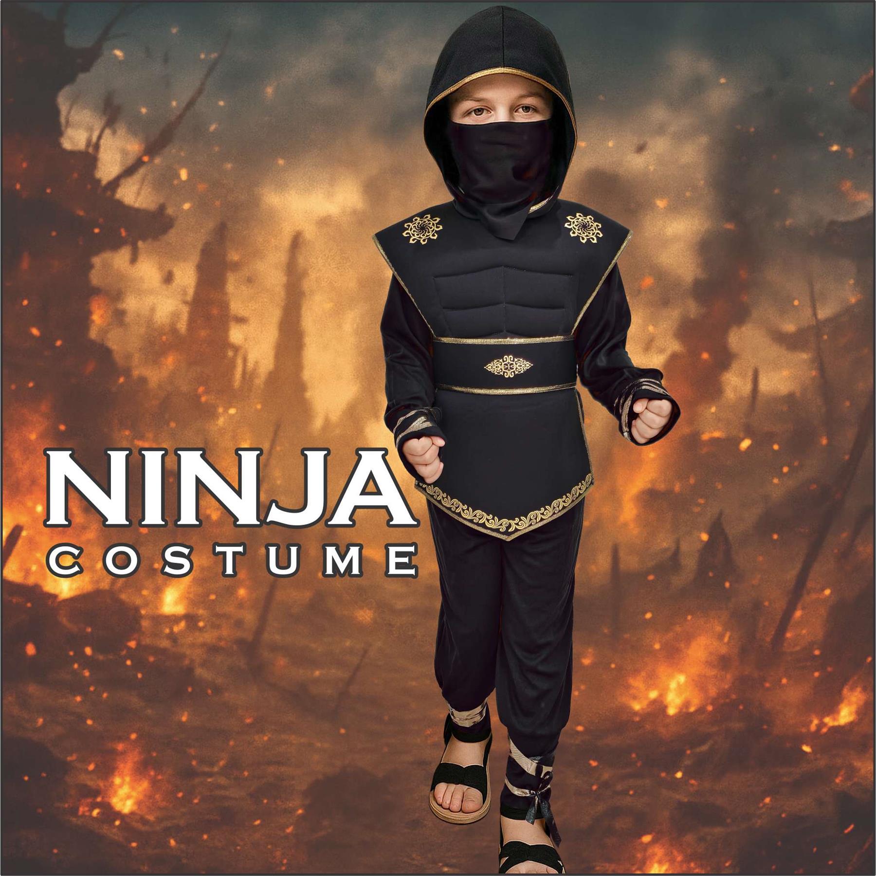A2Z 4 Kinder Jungen Mädchen Ninja Halloween Kostüm Verkleidung Schulpartys Kostüm - Produktbild 1