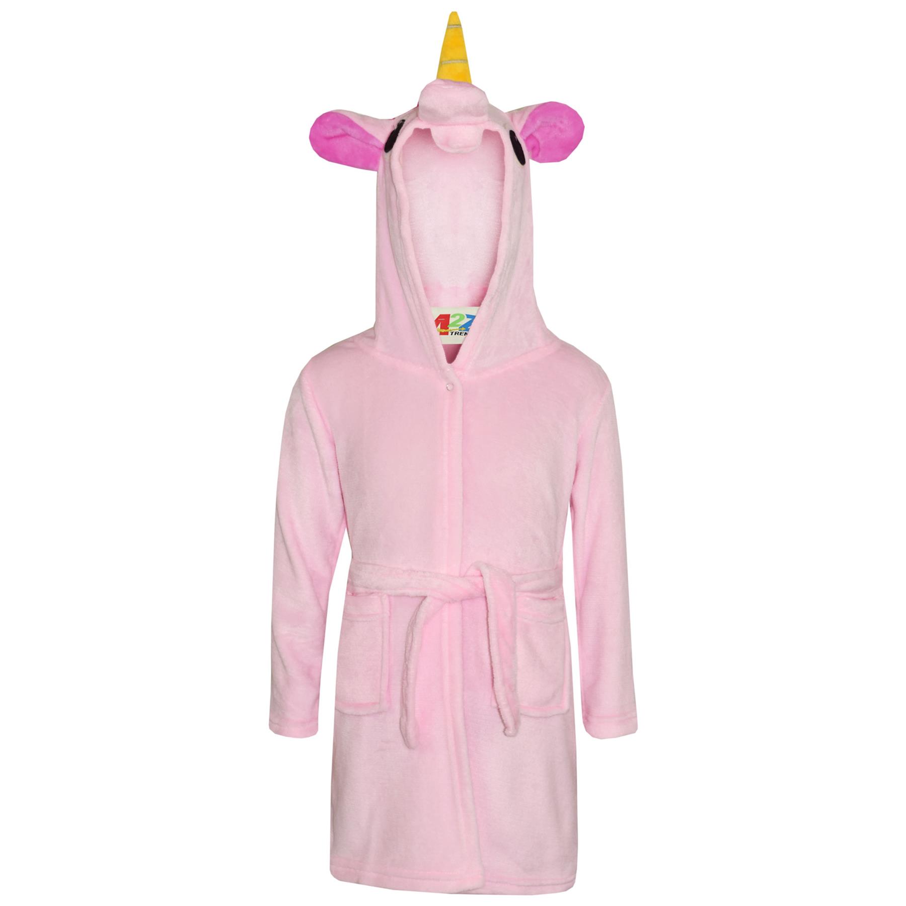 A2Z 4 Kids Super Soft 3D Animal Detail Dressing Gown Nightwear Hooded Robe 2-1 - Picture 7 of 154