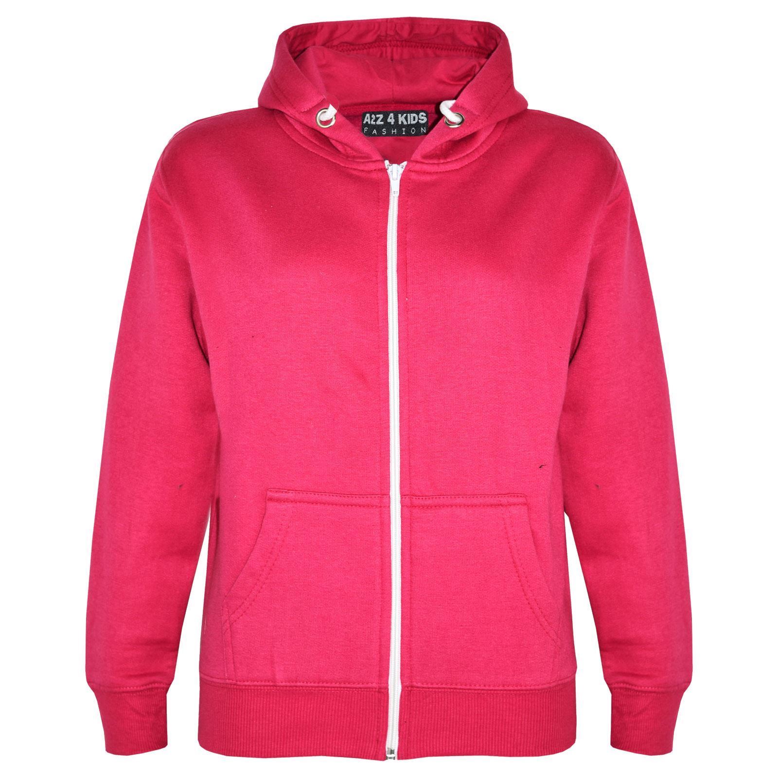 Unisex Zipped Plain Kids Hoodies Red,Navy,Black,Purple,Pink and Grey