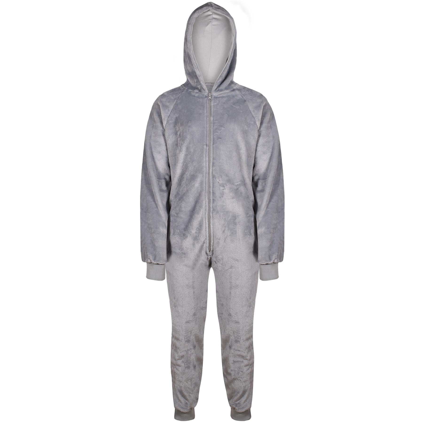 Kids Girls Boys Plain Fleece A2Z Onesie One Piece Hooded All In One Jumpsuit - Picture 12 of 27