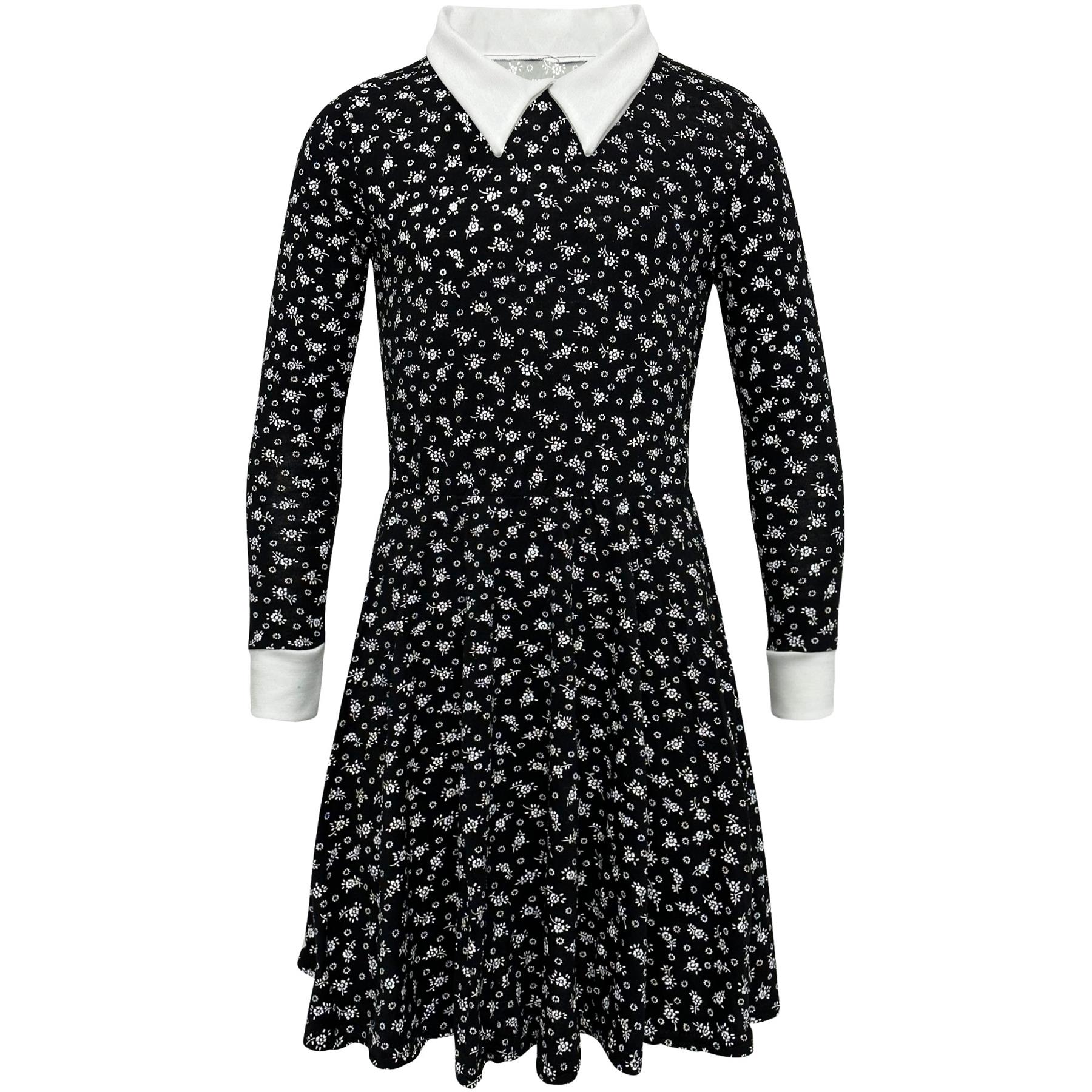 Kids Girls Halloween Swing Dress Peter Pan Collar Flared Skater Dresses 5-13Y - Picture 24 of 25