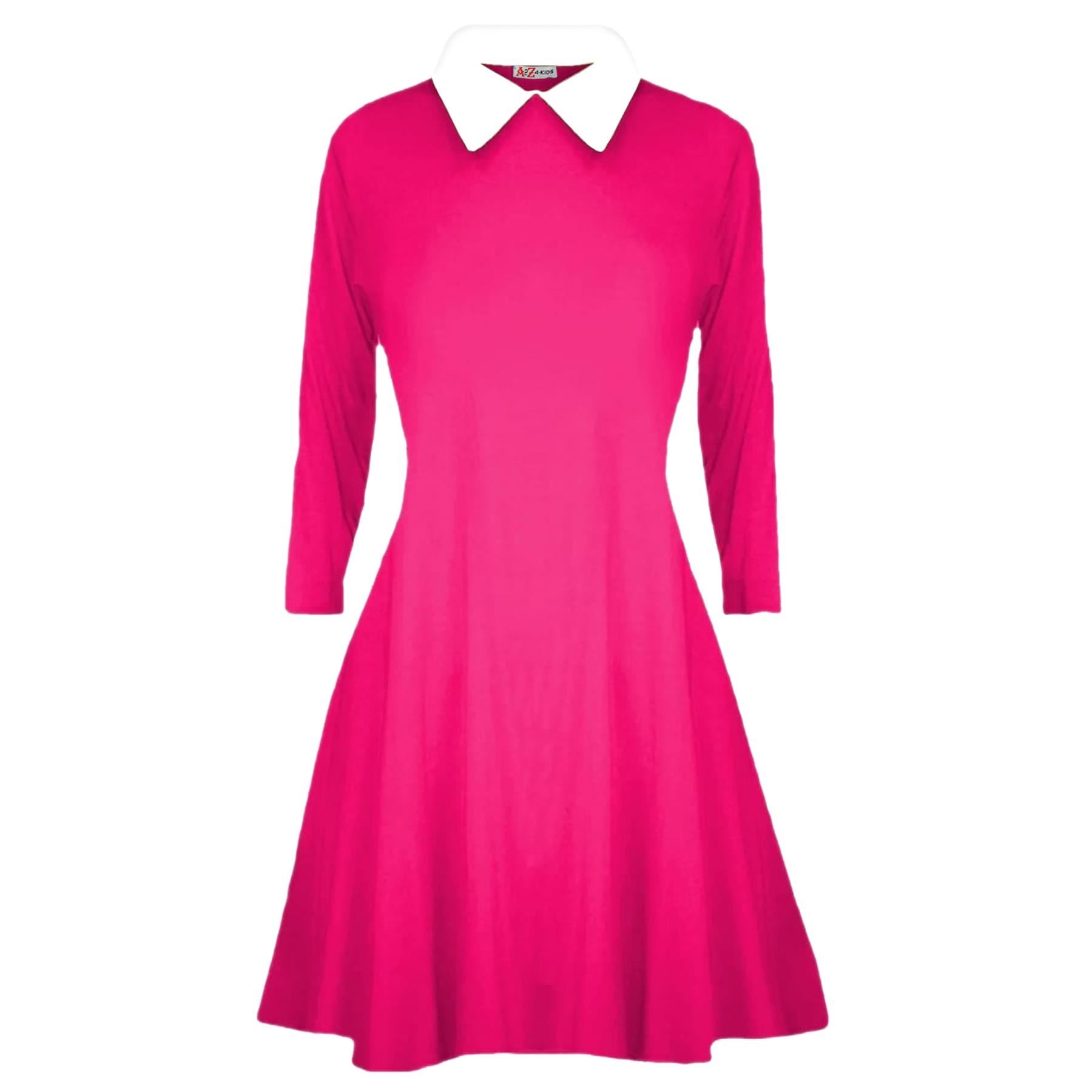 Kids Girls Halloween Swing Dress Peter Pan Collar Flared Skater Dresses 5-13Y - Picture 12 of 25