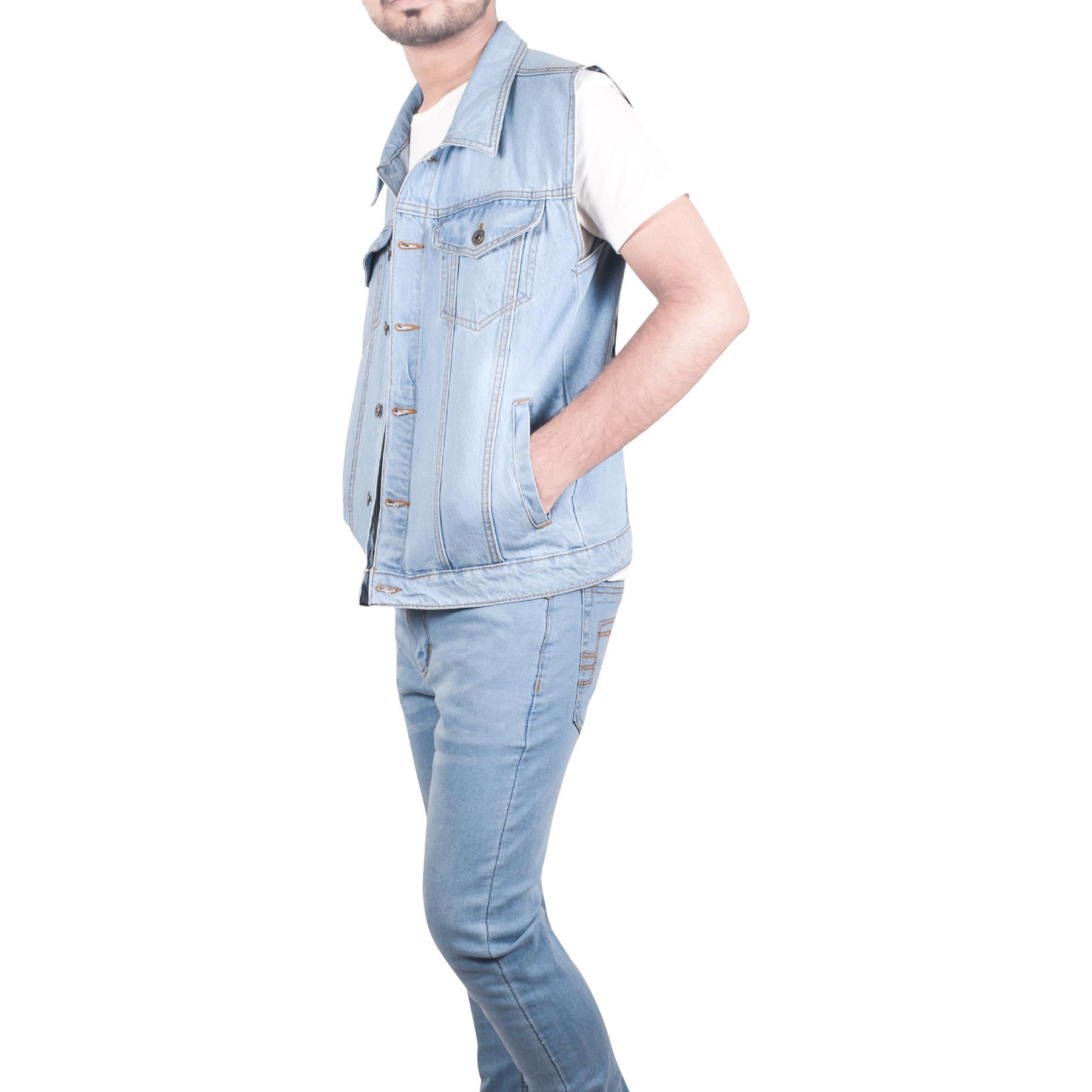 Mens Denim Jacket Sleeveless Lightweight Comfortable Outdoor Jeans Coat S-3XL - Picture 8 of 9