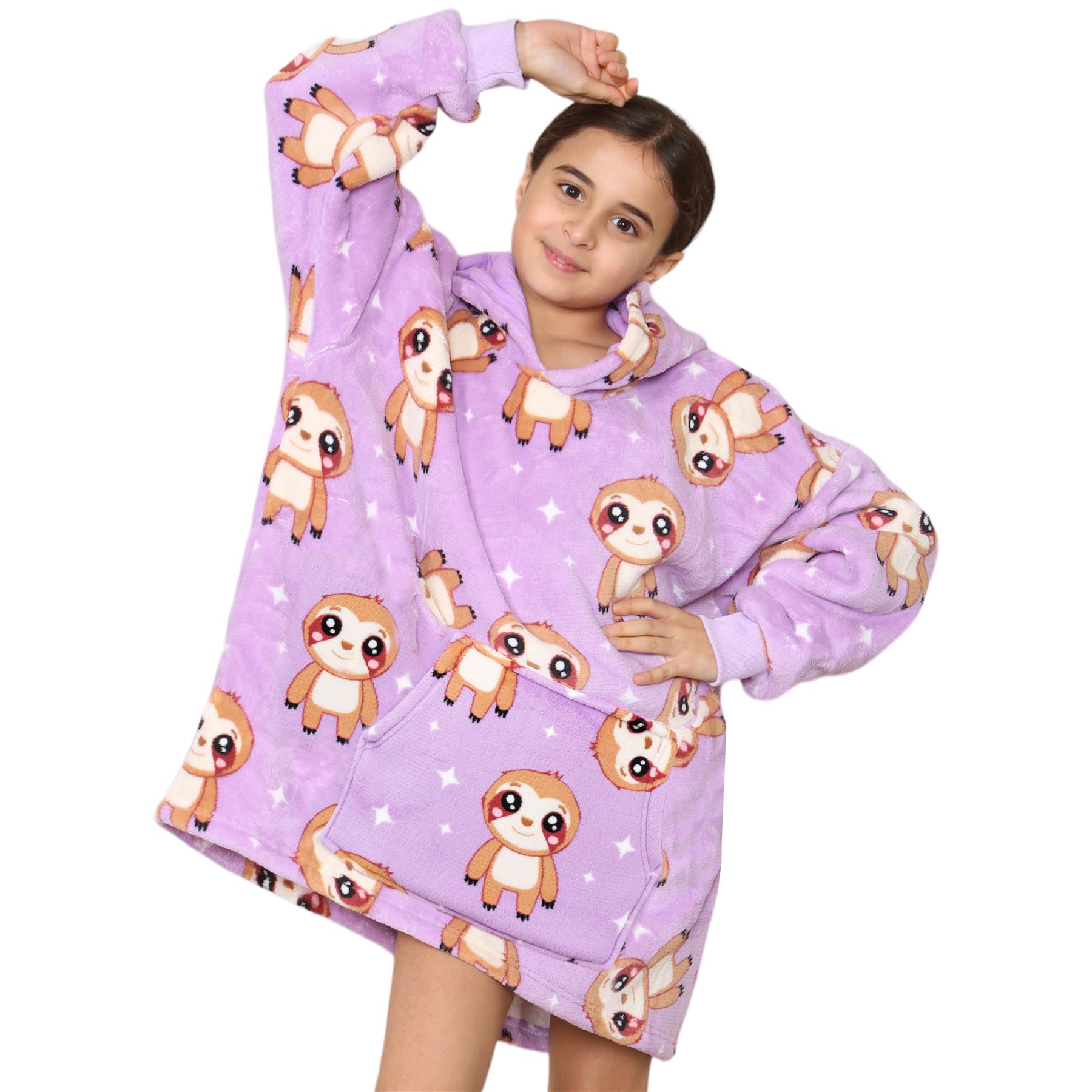 Kinder Mädchen Jungen Ultra Soft Oversized Hoodie Kuschel Plüsch Sherpa Fleece Futter - Bild 49 von 63