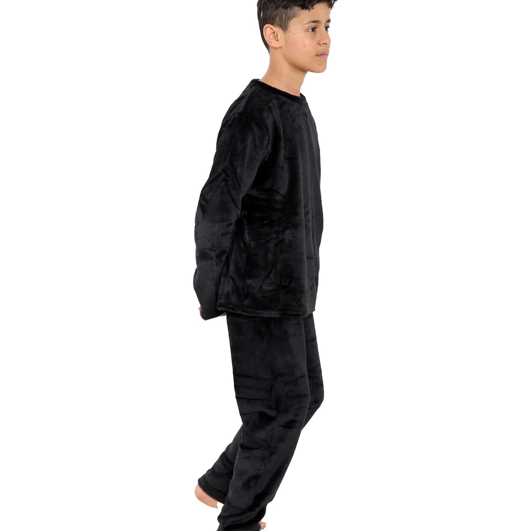 Kids Childrens Warm Fleece Pyjamas For Boys & Girls Sleepover 2 Piece Gift Set - Picture 6 of 32