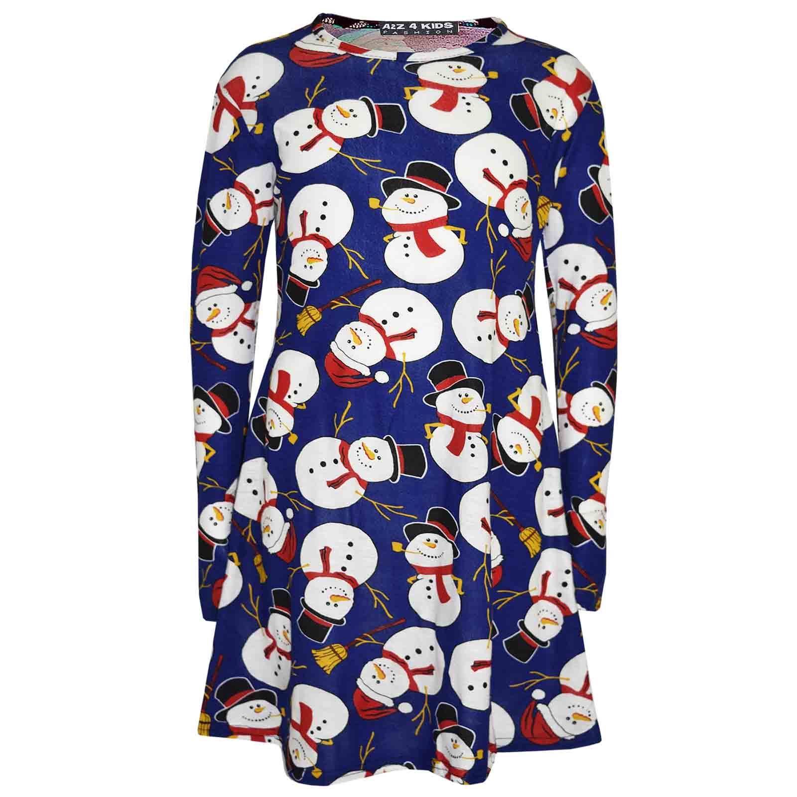A2Z 4 Kids Girls Christmas Santa Xmas Legging Swing Dress Children Age 1-13 Yrs - Picture 16 of 38