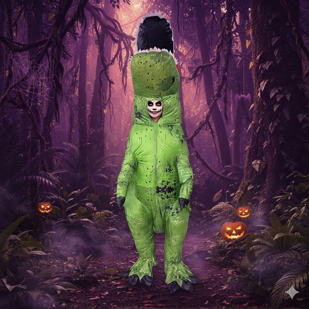 A2Z Erwachsene Aufblasbares Dinosaurier Kostüm mit Ventilator & Batteriebox für Halloween - Bild 5 von 8