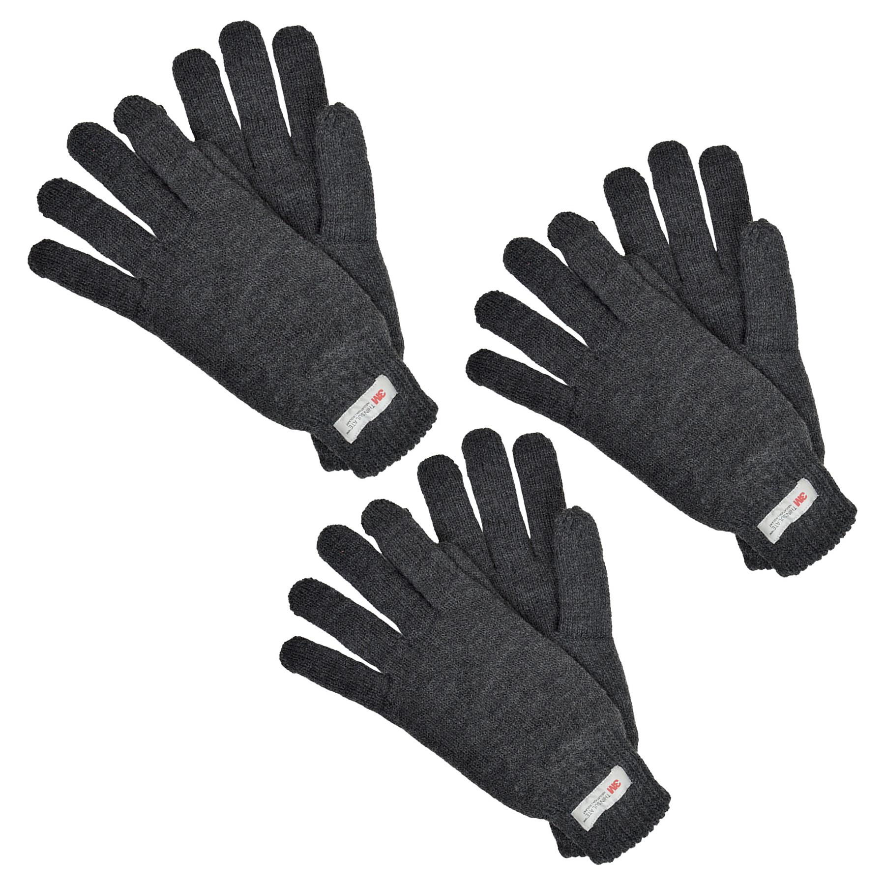 Mens Gloves Winter Warm Thinsulate Knitted Gloves Knit One Size Soft Mittens - Picture 6 of 7