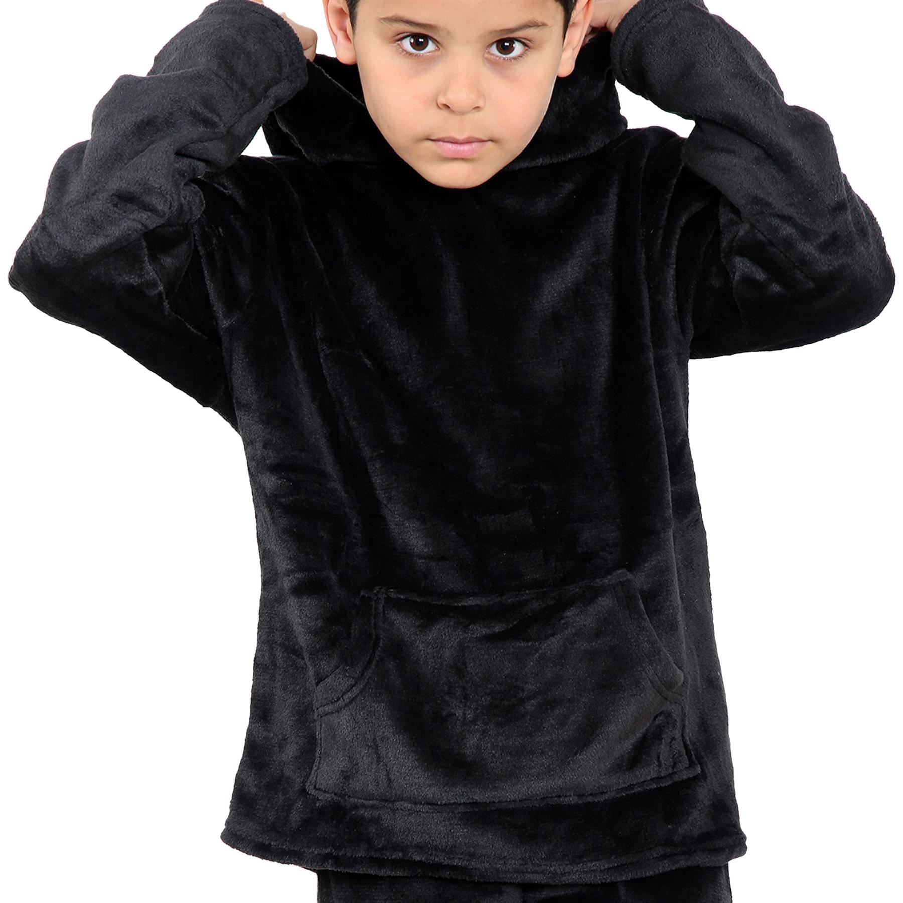 Kids Warm Fleece Hooded Pyjamas For Girls & Boys Sleepover 2 Piece Gift Set - Picture 4 of 31