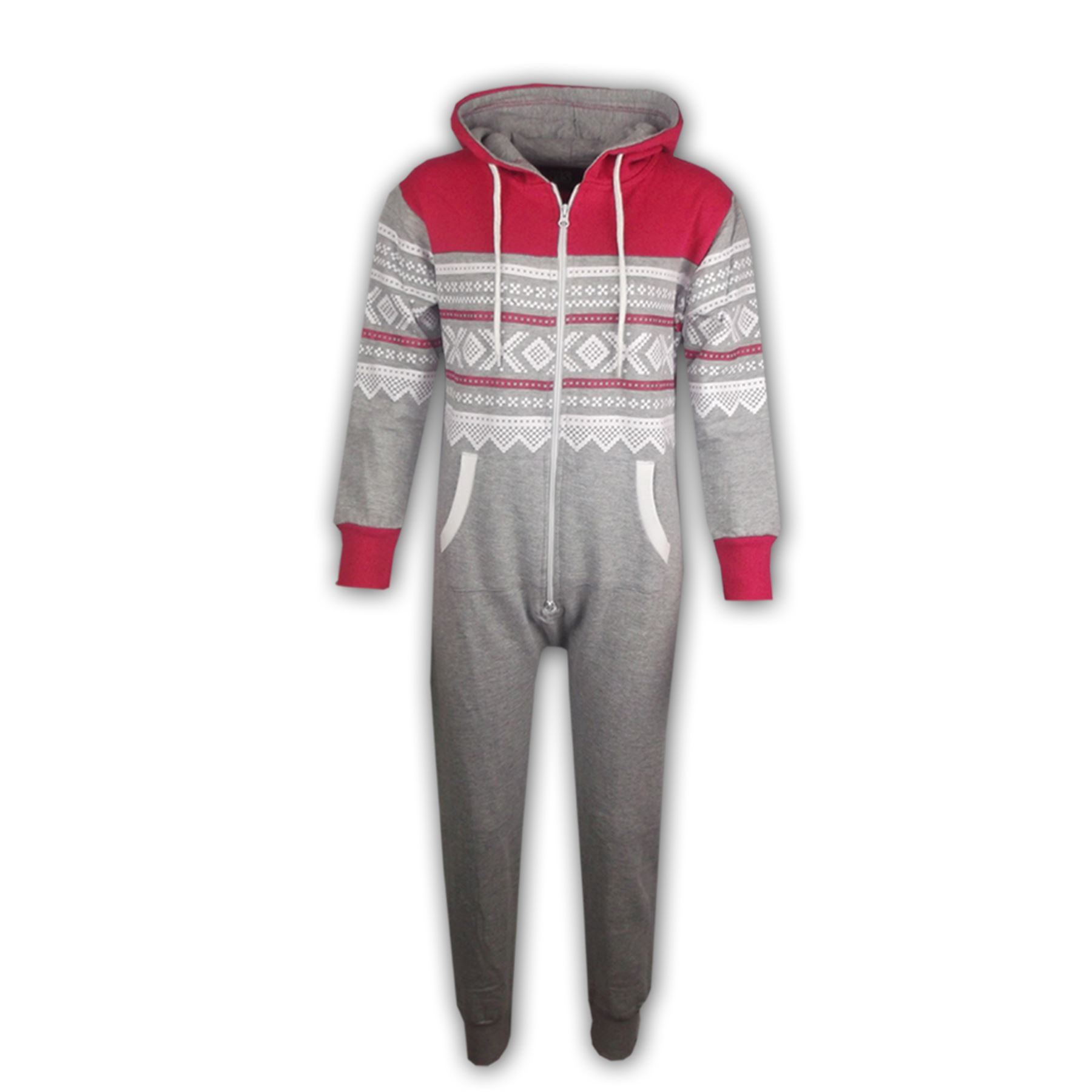 Kids Girls Boys Aztec Snowflake Print Hooded A2Z Onesie One Piece Jumpsuit - Picture 13 of 14