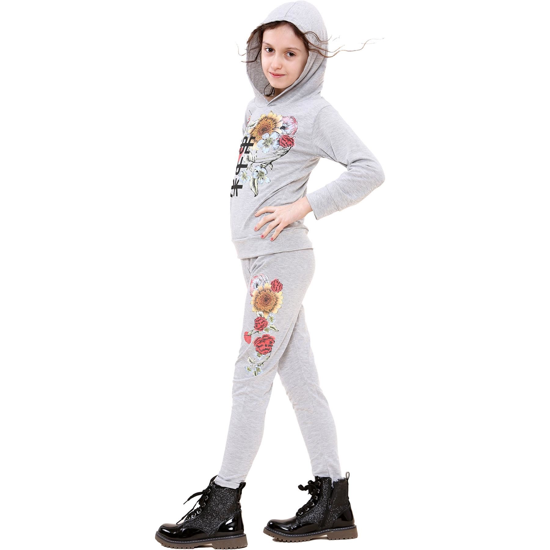 Girls Top Kids Made You Look Print Long Sleeves Hooded Top & Legging Set 5-13 Yr - Picture 15 of 21