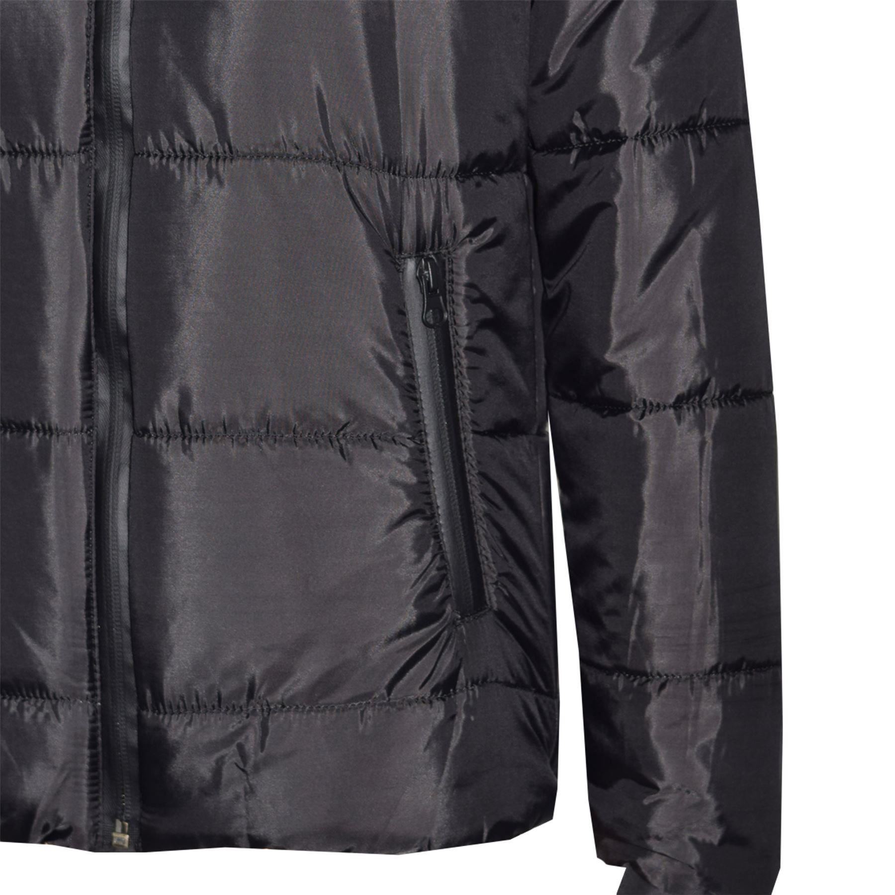 Kids Jacket Girls Boys Padded Black Puffer Hooded Zipped Coat Warm Thick Coats - Picture 3 of 5