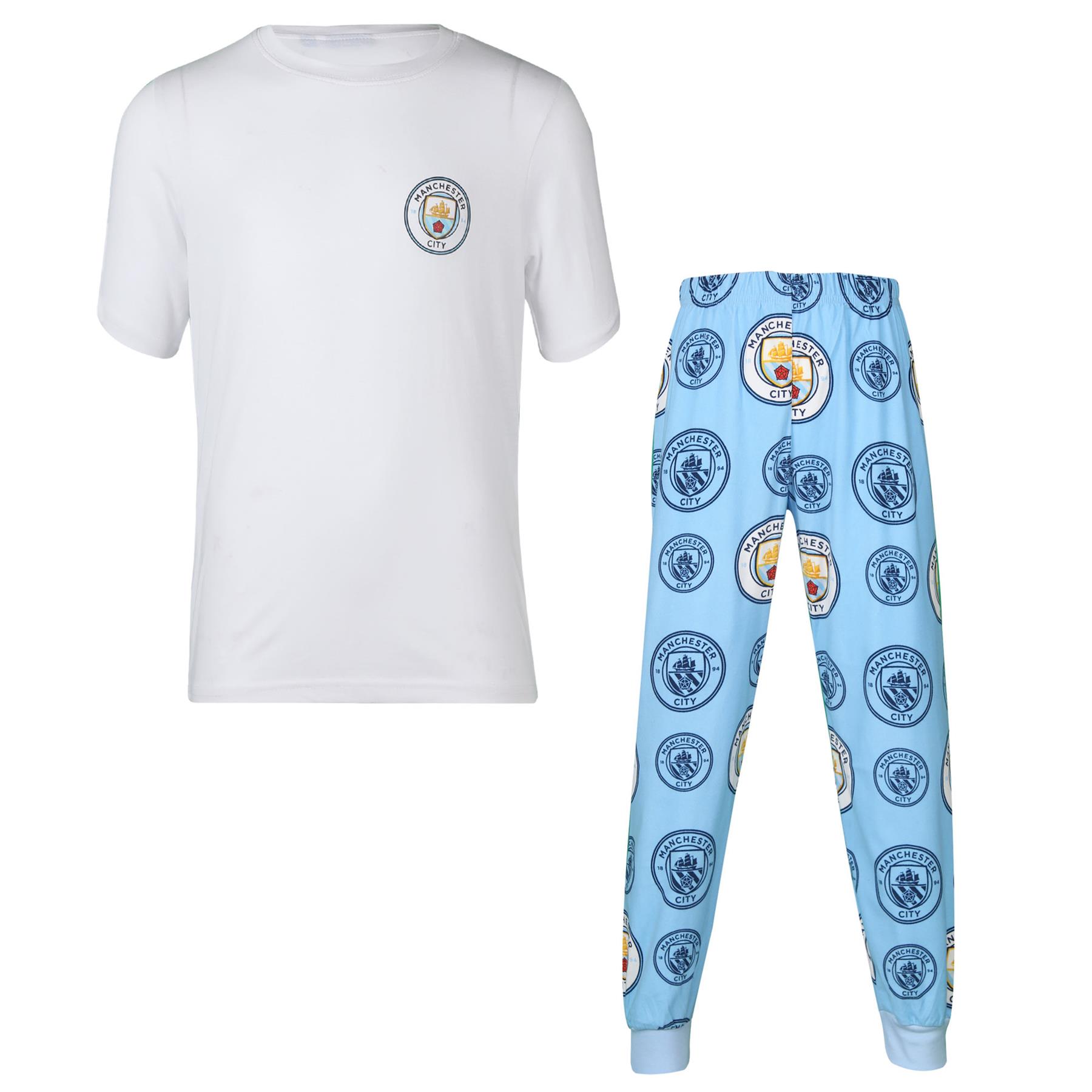 Kids Boys PJS Pyjama Set Manchester City Short Sleeve Officially Licensed Sets - Picture 3 of 7