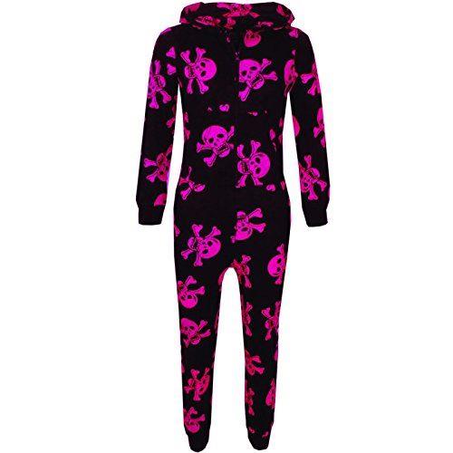 Girls Boys A2Z Onesie One Piece Kids Skull & Cross Bone All In One PJ's 5-13 Yrs - Picture 5 of 55
