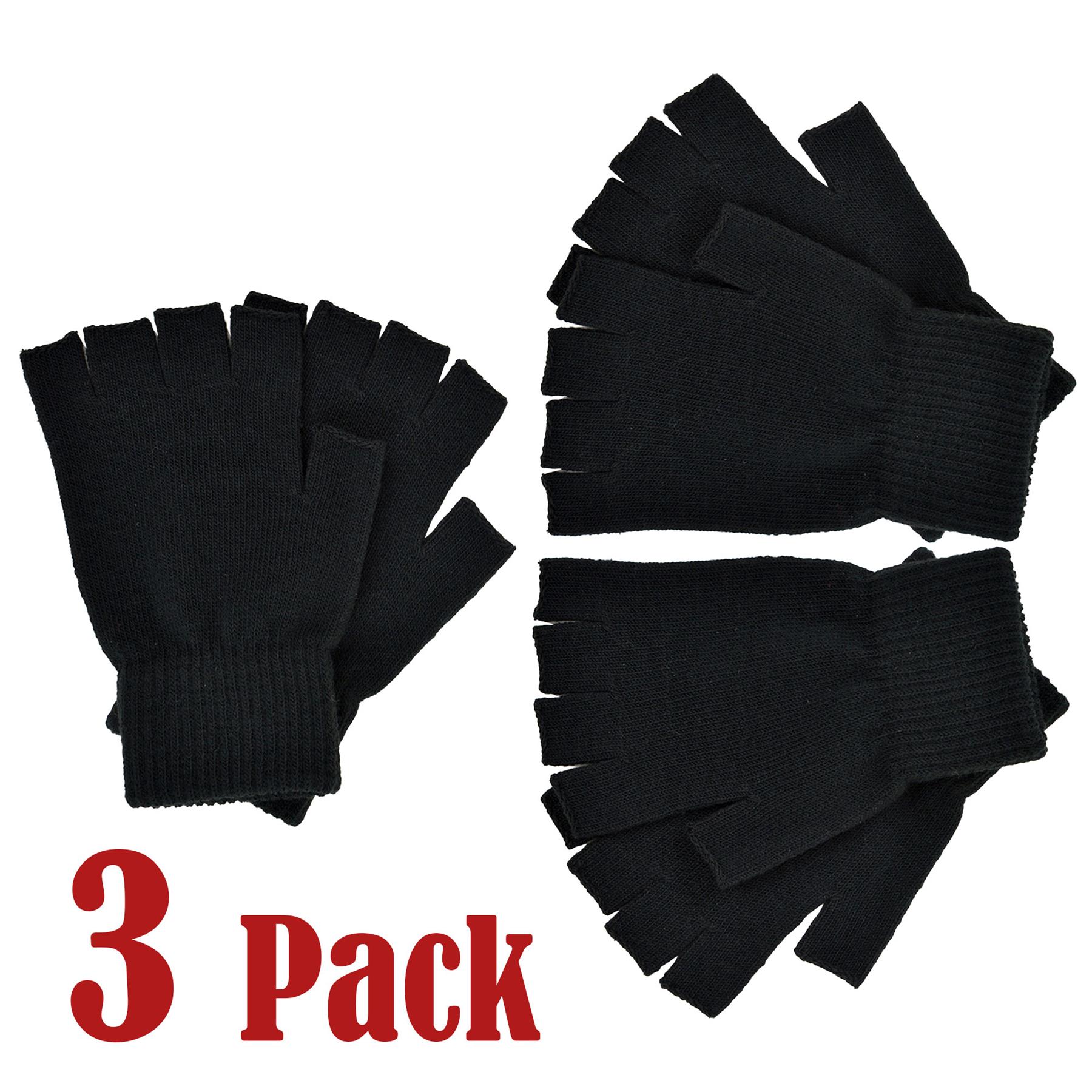 Mens Gloves Thermal Warm Winter Touchscreen Fingerless Magic Half Finger Mittens - Picture 3 of 7
