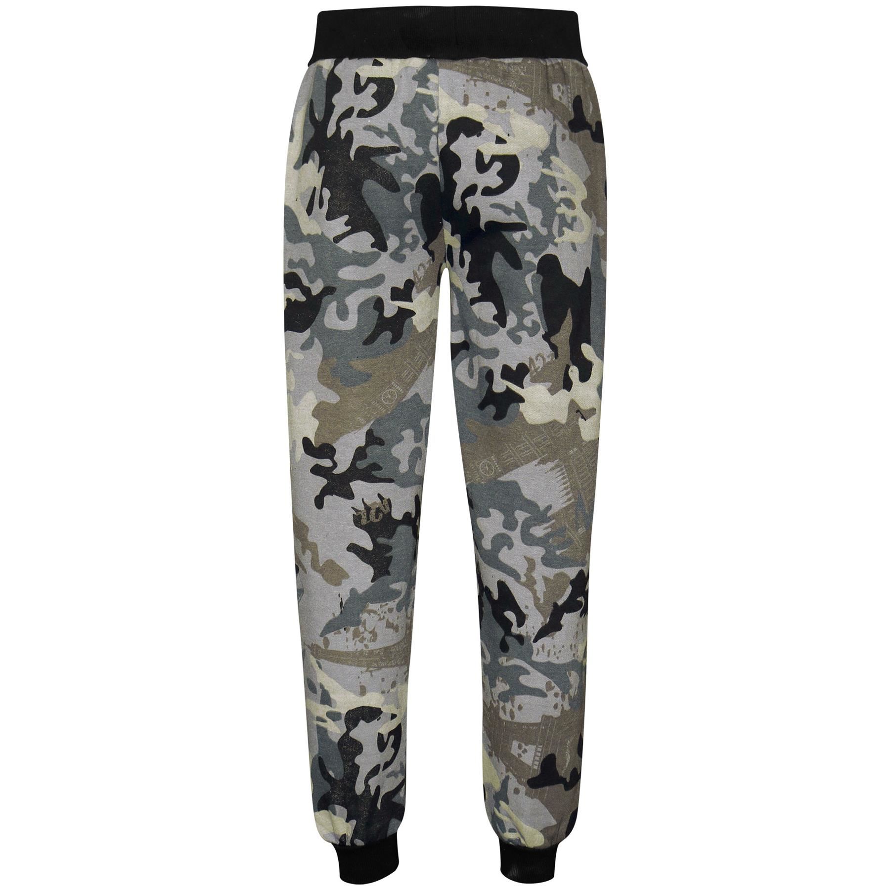 Kids Girls Tracksuit #Selfie Camouflage Charcoal Hooded Crop Top Bottom Jog Suit - Picture 7 of 9