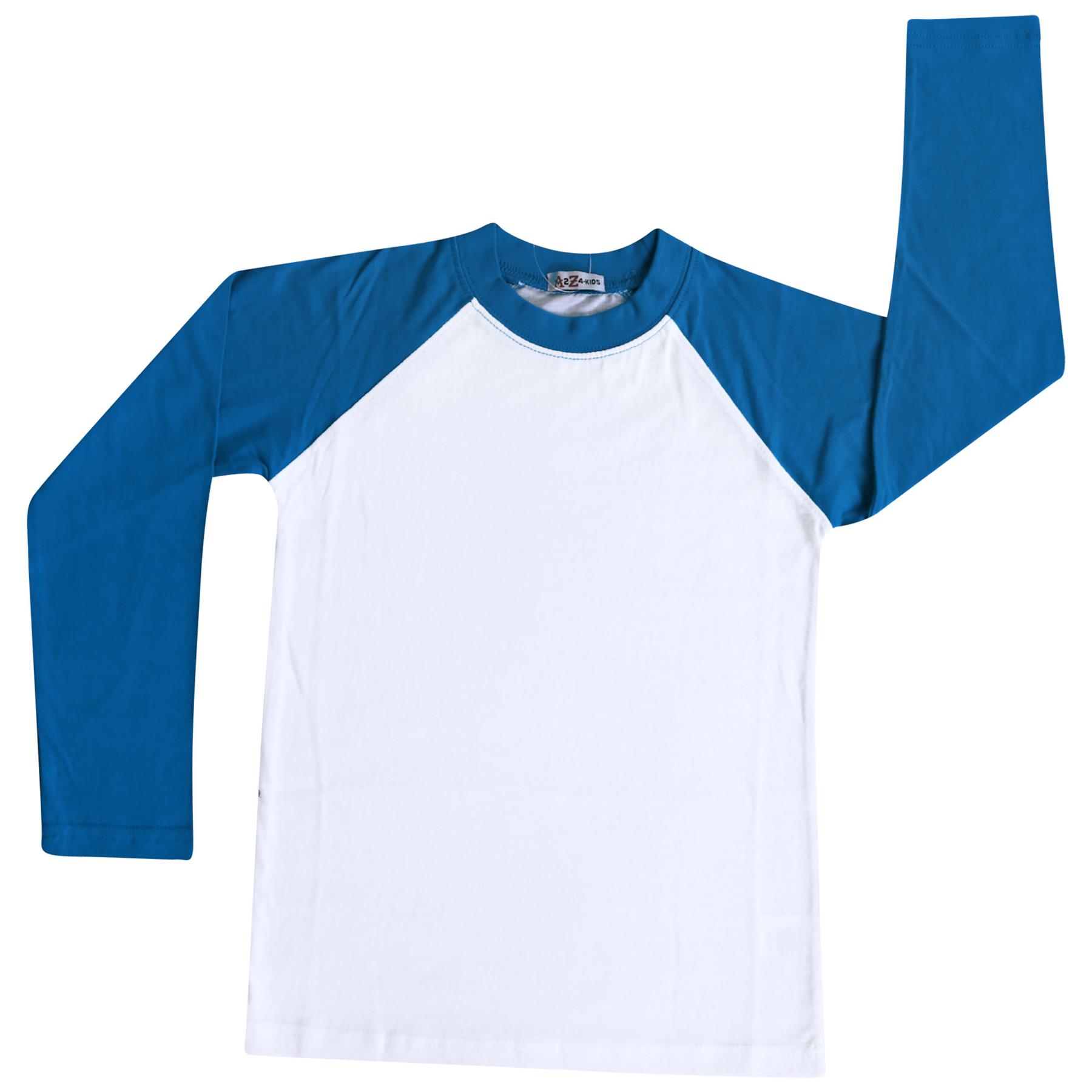 Kids Boys Girls T Shirts Plain Baseball Long Raglan Sleeves Sports Tees 2-13 Yrs - Picture 13 of 40