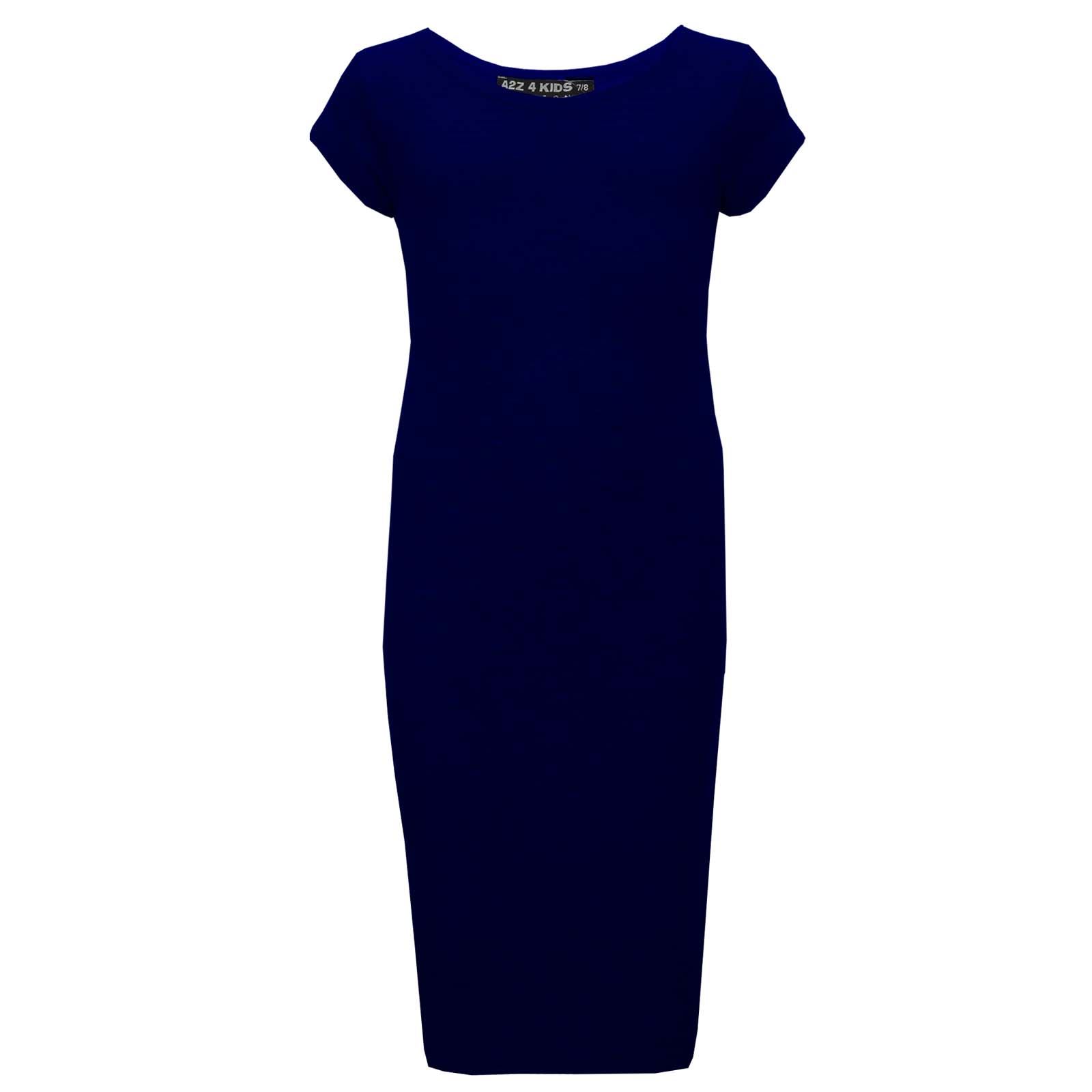 A2Z 4 Kids Girls Bodycon Plain Midi Dress Short Sleeve Dresses Party Costume - Picture 12 of 23