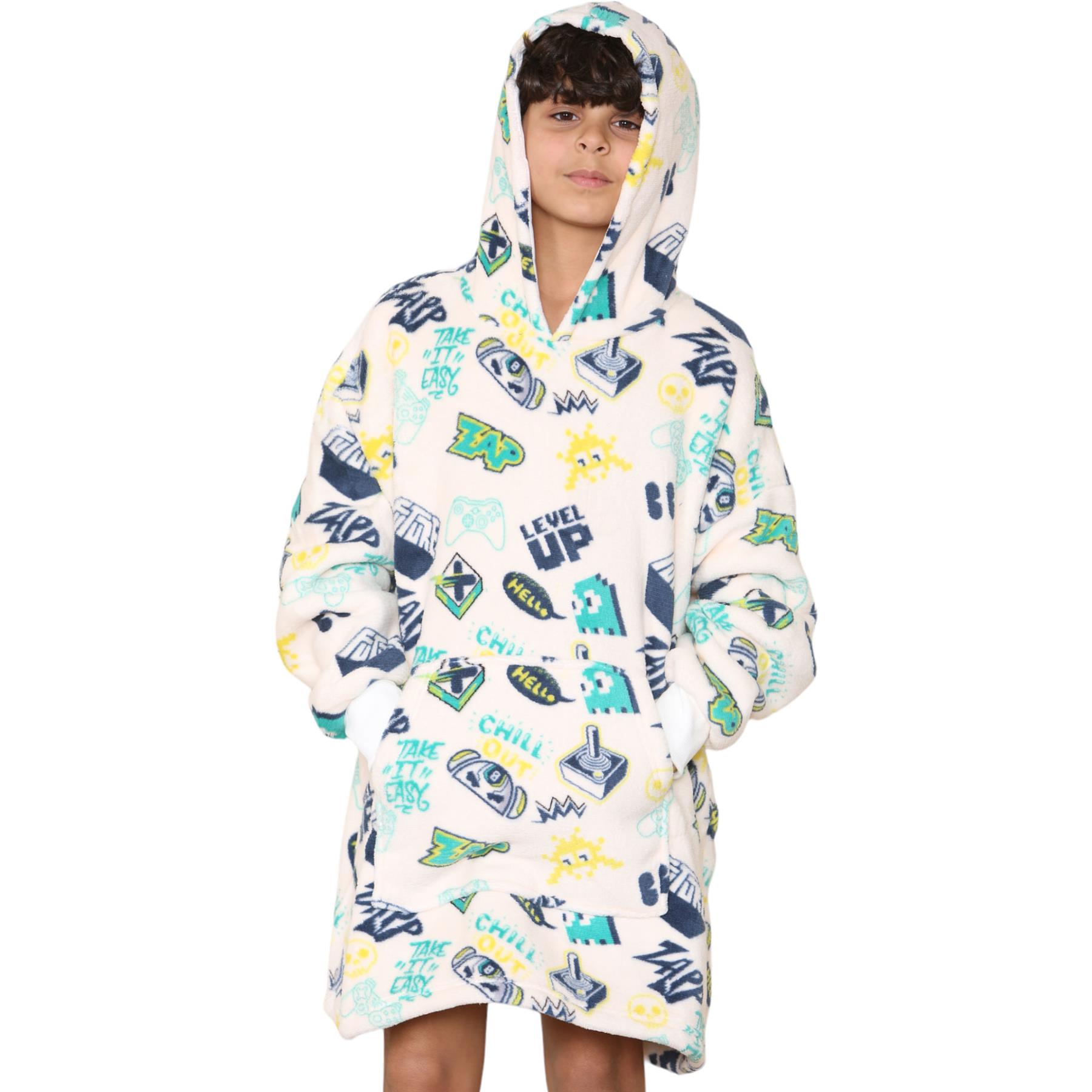 Kids Girls Boys Oversized Hoodie Animal Snuggle Blanket Super Soft Warm Fleece - Picture 3 of 47