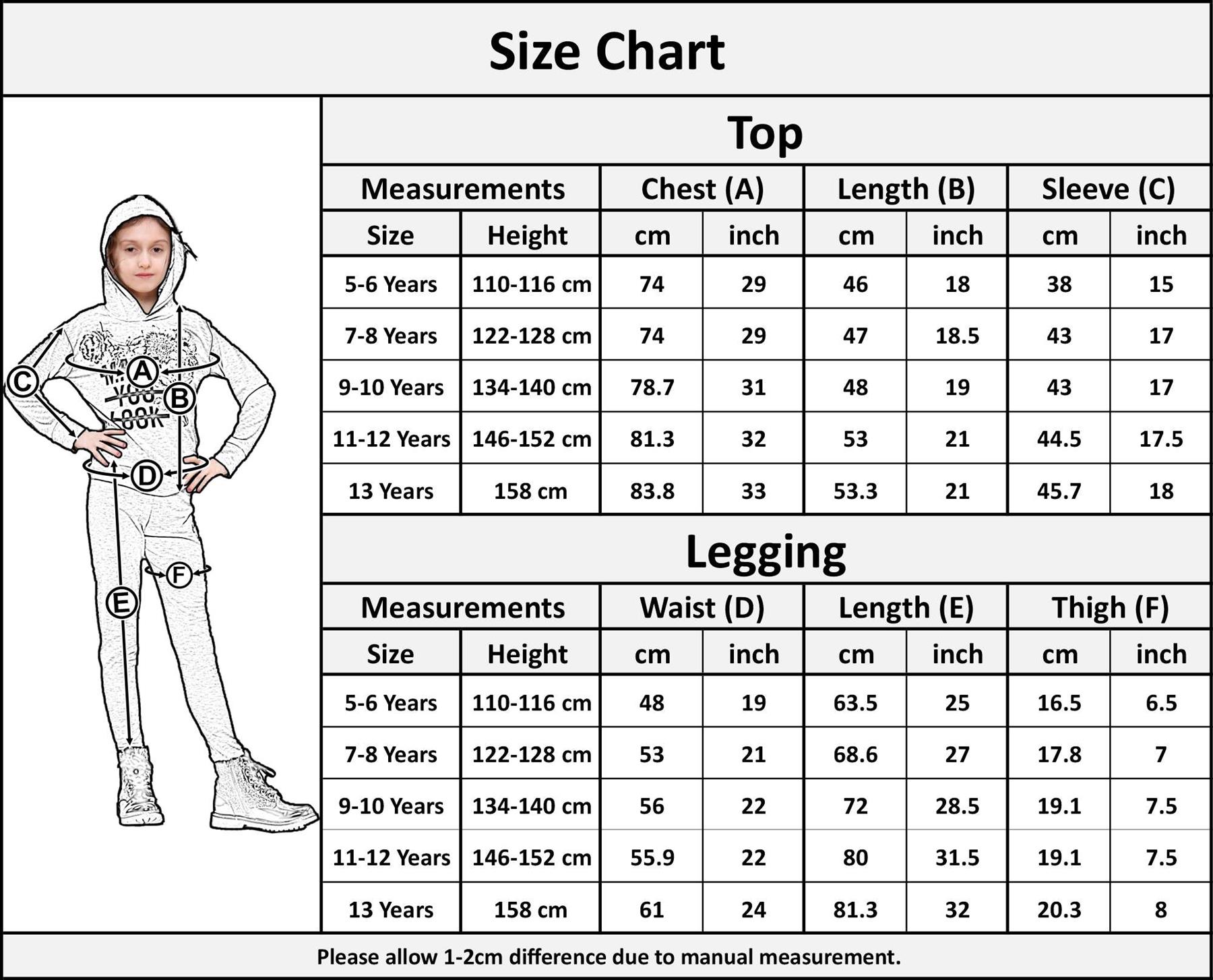 Girls Top Kids Made You Look Print Long Sleeves Hooded Top & Legging Set 5-13 Yr - Picture 14 of 21
