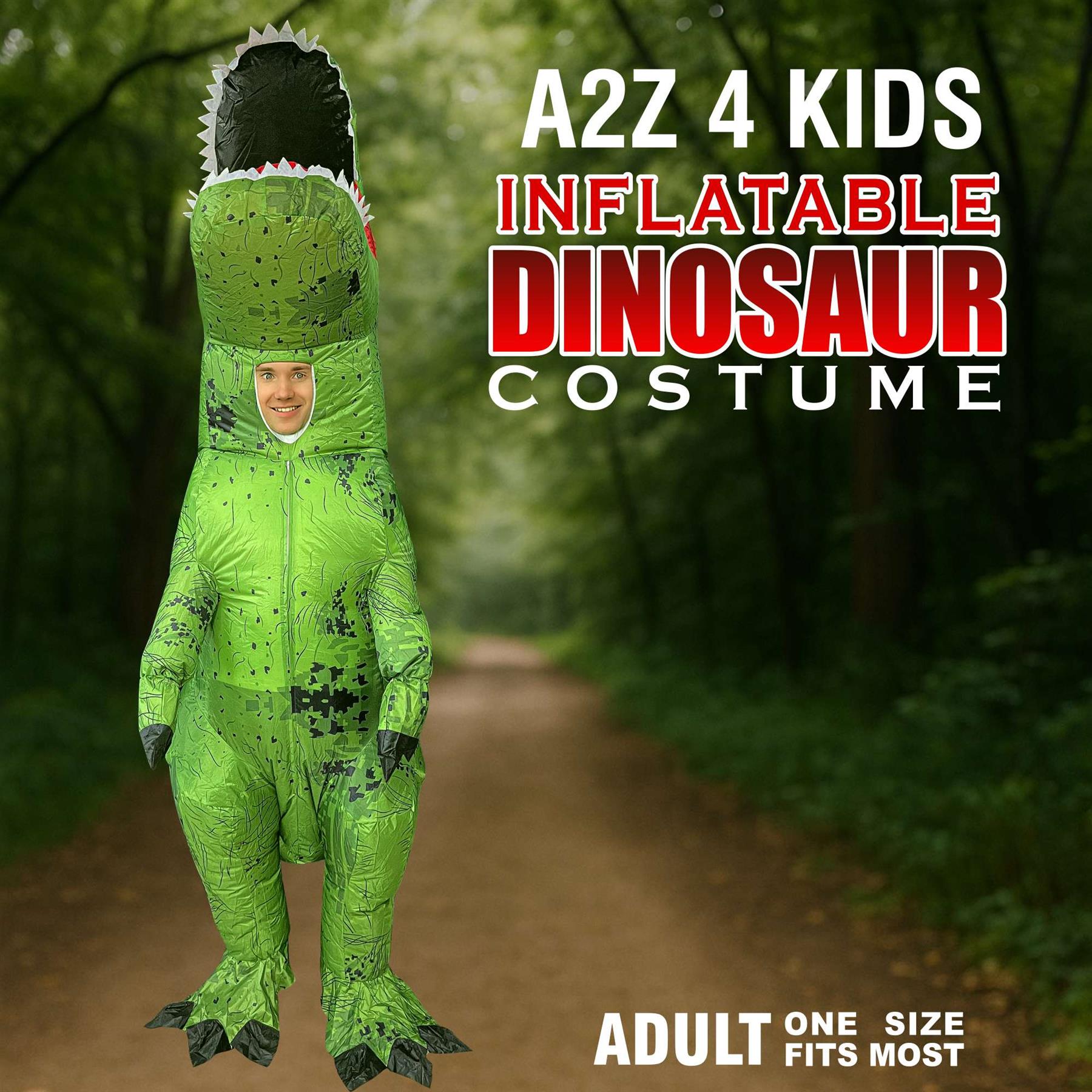 A2Z Erwachsene Aufblasbares Dinosaurier Kostüm mit Ventilator & Batteriebox für Halloween - Bild 3 von 8