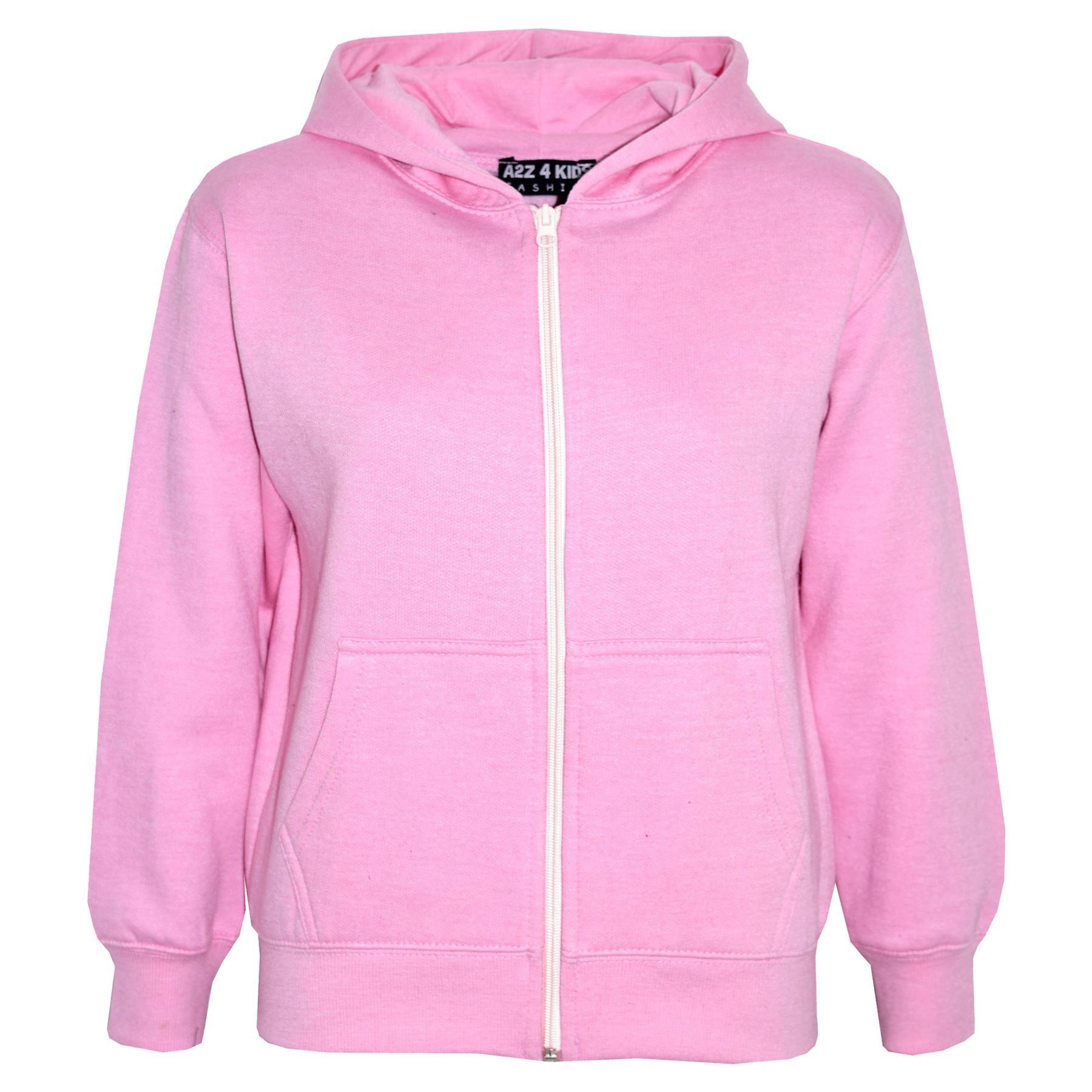 Kids Classic Plain & Tie Dye Print Full Zip-Up Soft Hooded Zipper Jacket 2-13Yrs - Picture 8 of 128