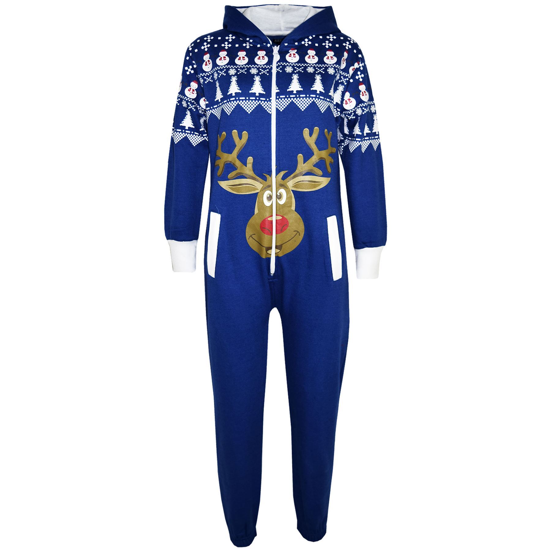 Kids Girls Boys Novelty Christmas Santa Reindeer A2Z Onesie One Piece Jumpsuit - Picture 38 of 58