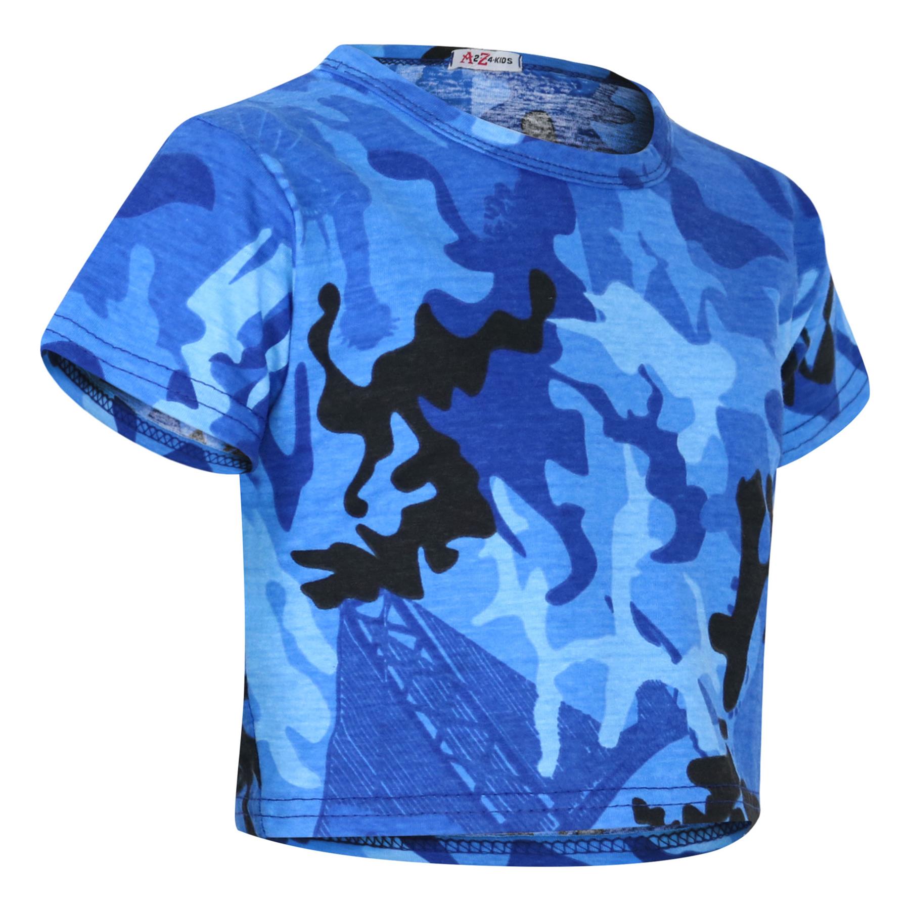 A2Z Kids Camo Crop Top & Skater Skirt Set Summer Wear Girls Boys Age 5-13 Years - Picture 16 of 33