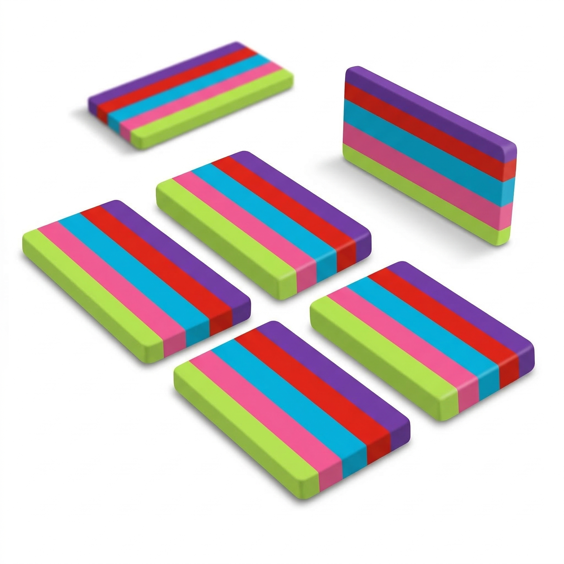 6 Pack Giant Rainbow Erasers Large Colourful Erasers School Office Stationery