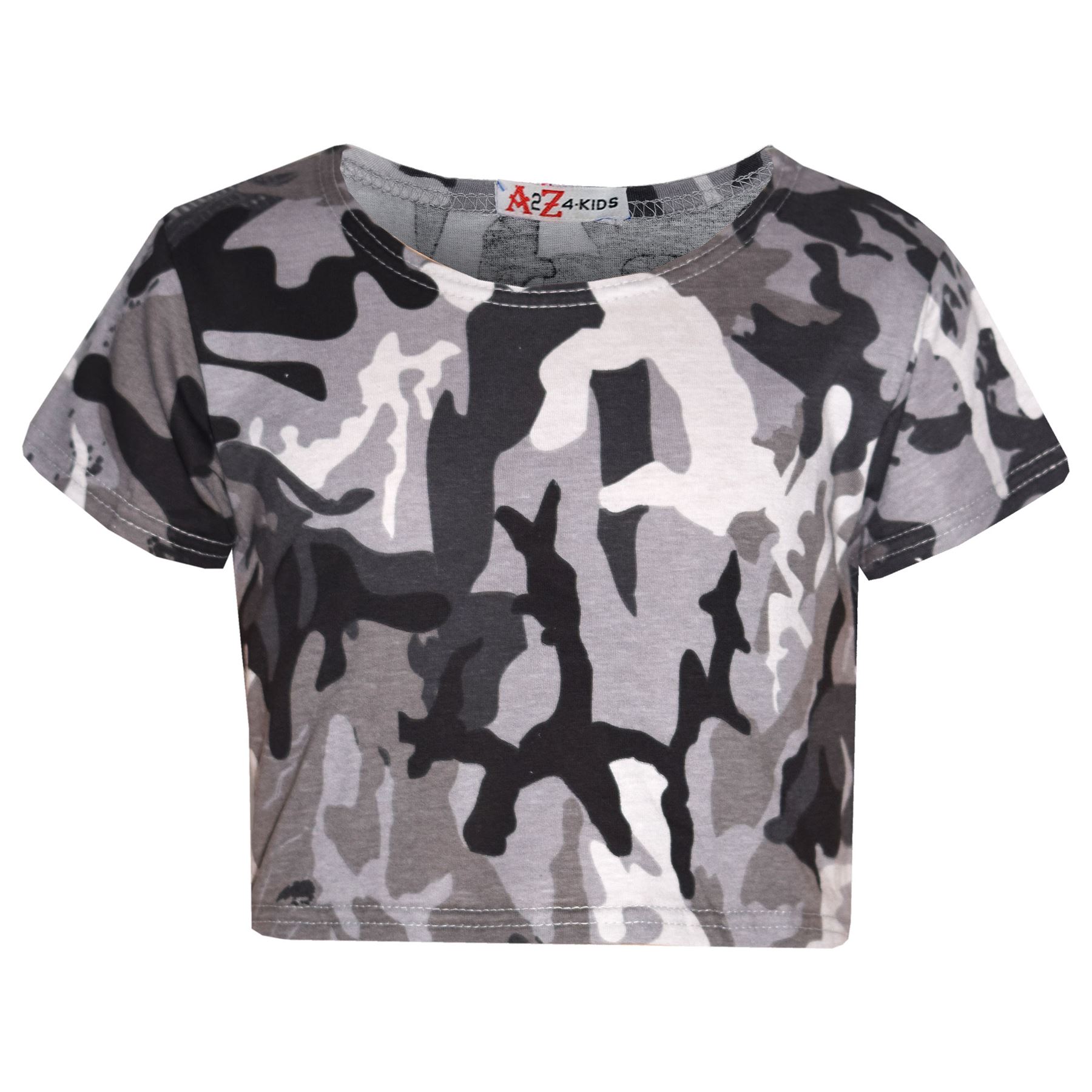 Girls Top Kids Camouflage Print Crop Top Legging Midi Dress New Age 7-13 Years - Picture 2 of 8