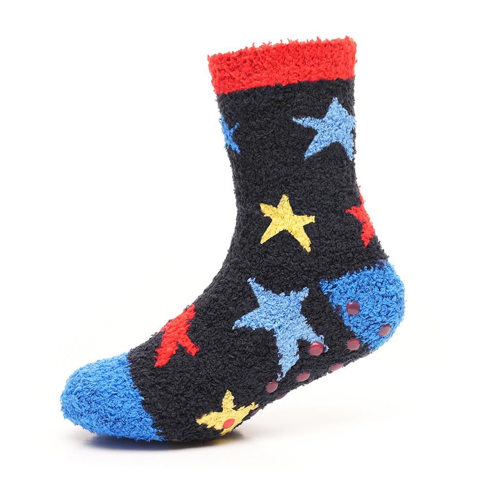 Kids Boys Soft Fluffy Slipper Socks Warm Winter Non Skid Gripper Cosy Socks - Picture 9 of 10