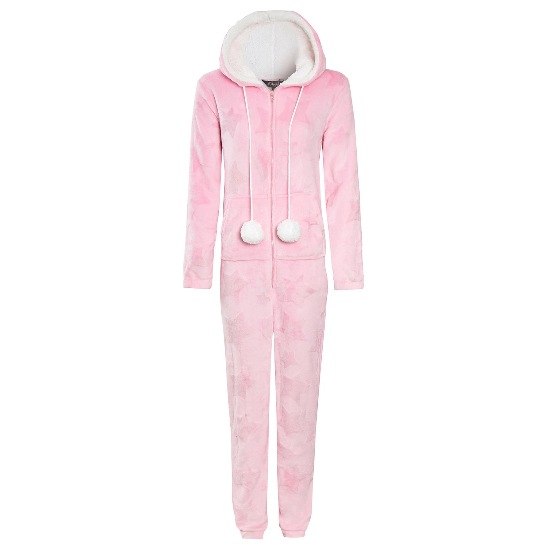 Traje de salón A2Z rosa y gris estrella en relieve polar con capucha cremallera para damas - Imagen 6 de 9