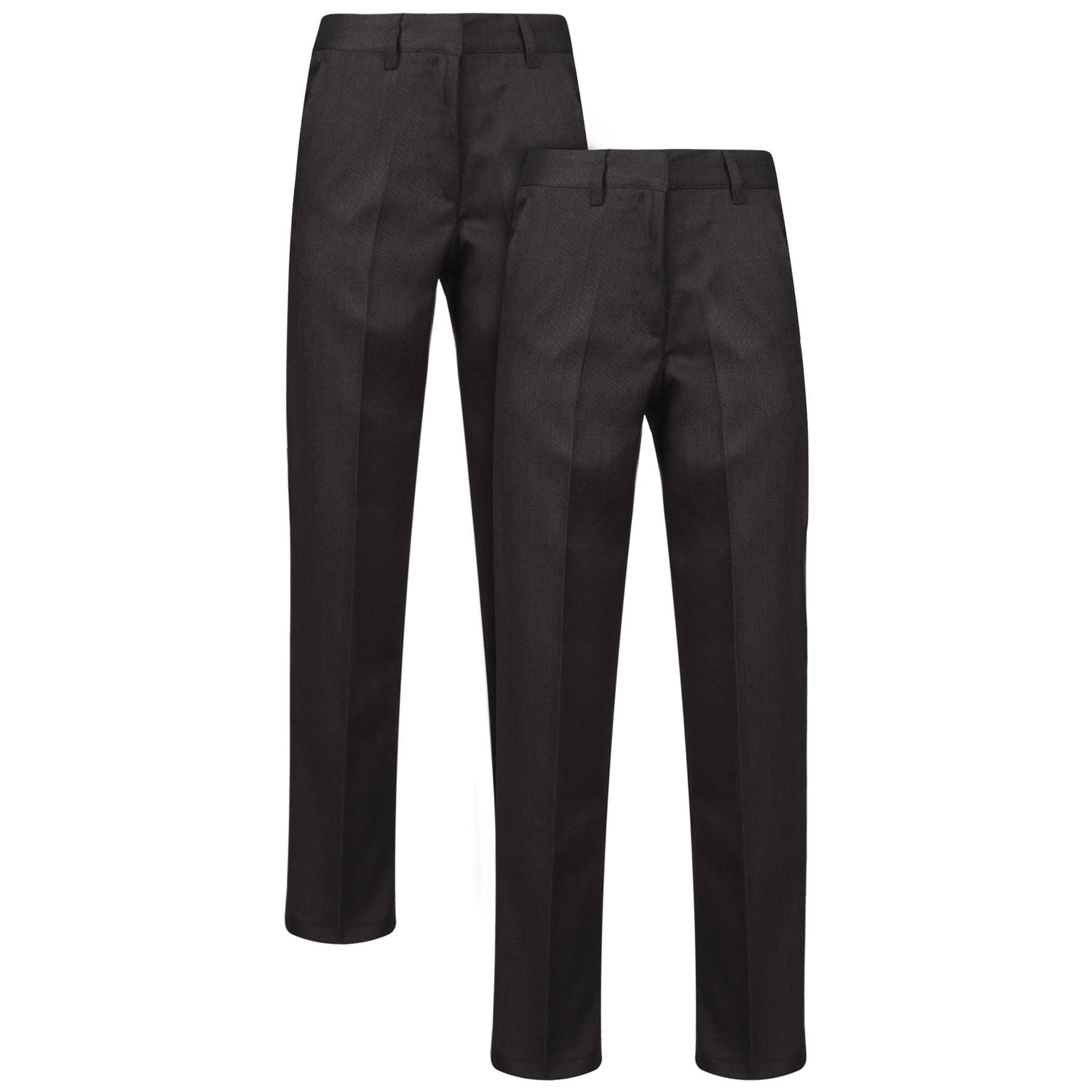 A2Z 4 Kids Girls Teen 2 Pack School Pants Teflon Coated Half Elasticated pants