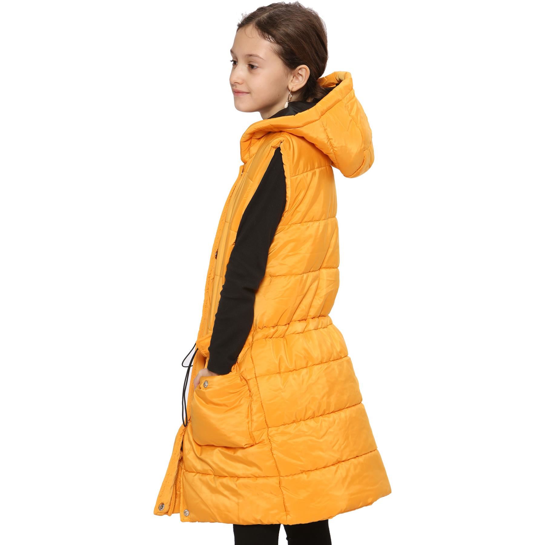 Kids Girls Oversized Mustard Gilet Long Line Jacket Long Sleeveless Coat 7-13 Yr - Picture 7 of 11