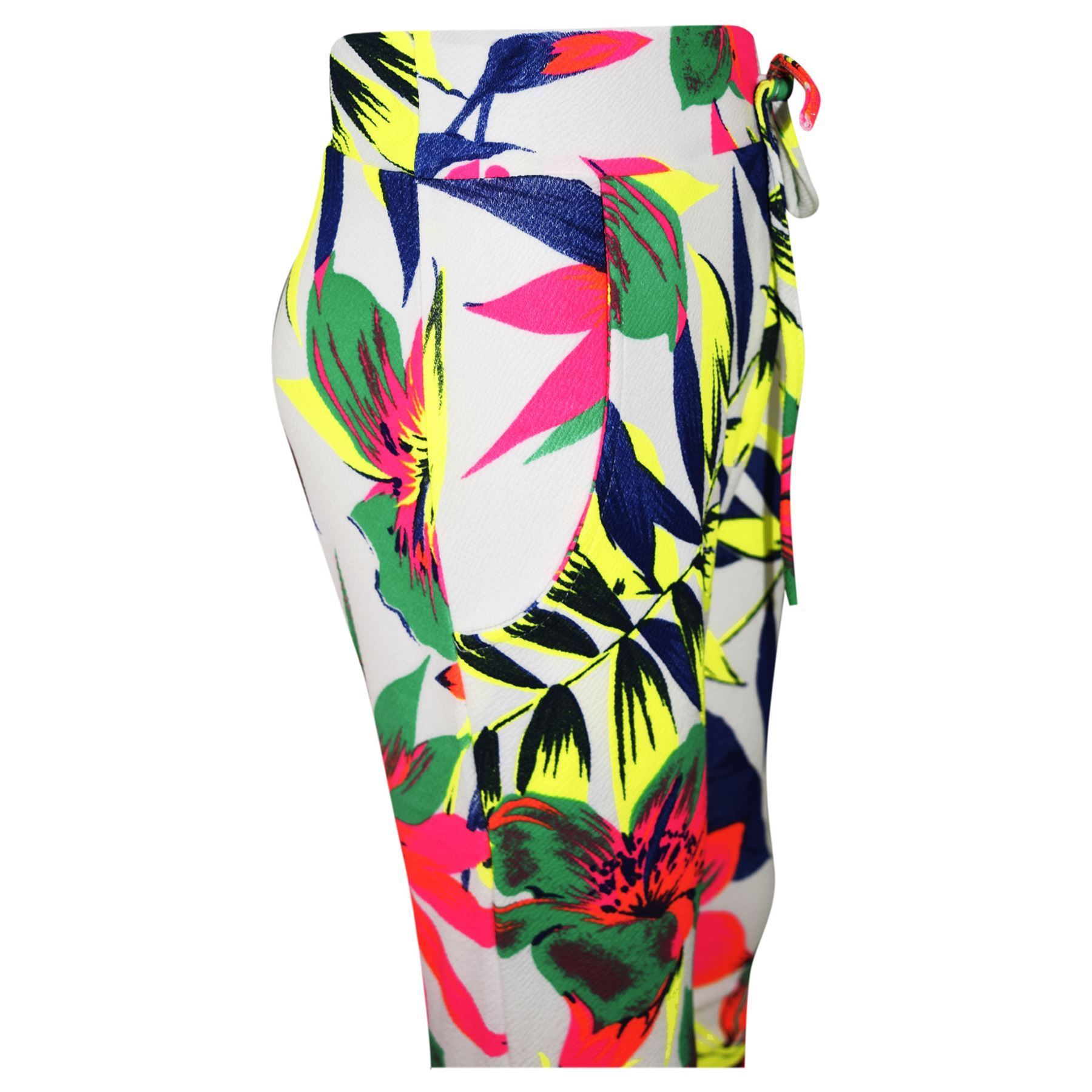 Kids Girls Tracksuit Neon Floral Tropical Print Lounge Suit Bottom Joggers 7-13