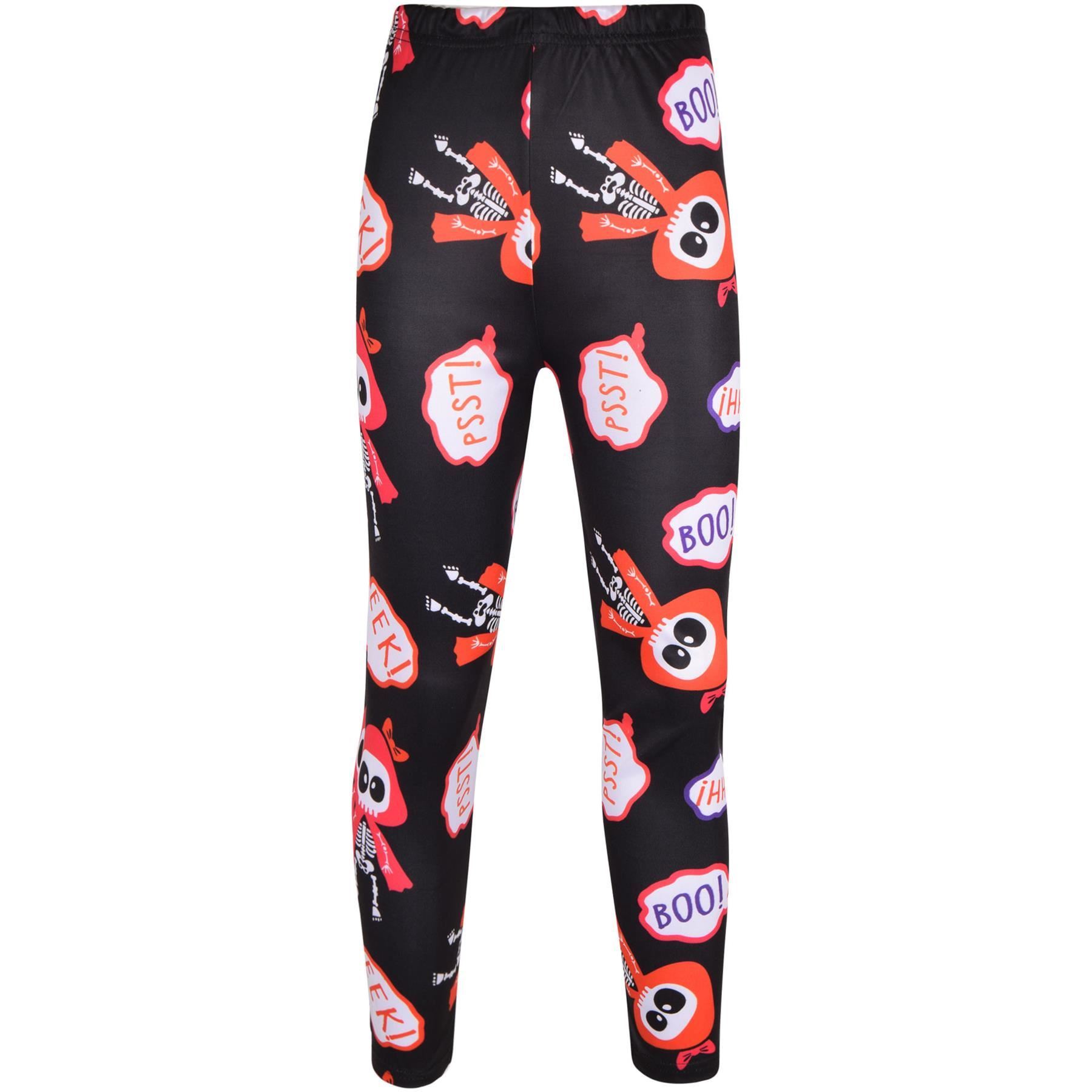 Niñas Halloween Leggings Telaraña Estampado Calavera Leggings Disfraz Elegante 3-13 Años - Imagen 6 de 43