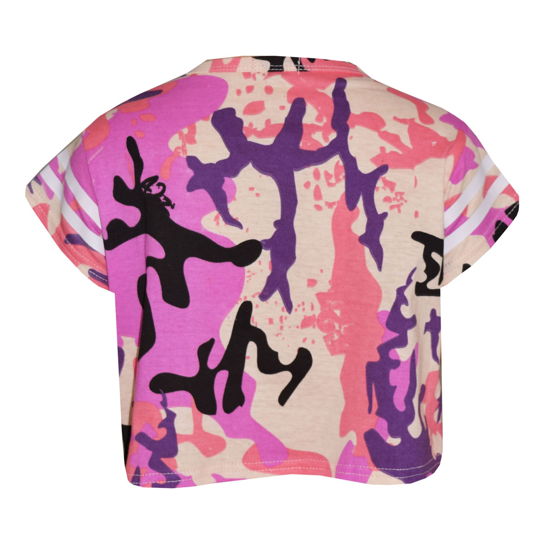 Girls Tops Kids Designer's #Selfie Camouflage Crop Top & Skater Skirt Set 5-13Yr - Picture 9 of 34