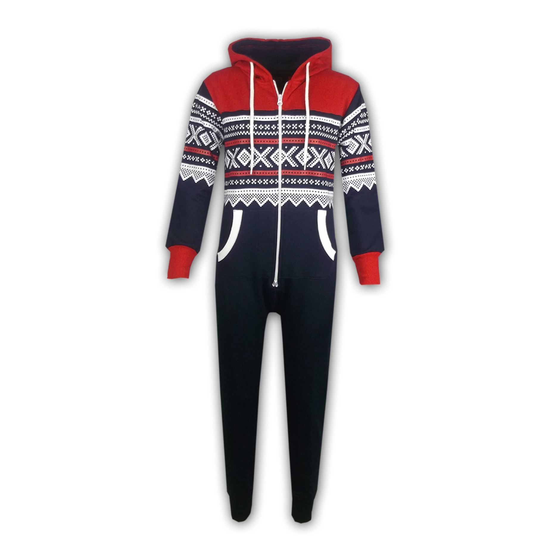 Kids Girls Boys Aztec Snowflake Print Hooded A2Z Onesie One Piece Jumpsuit - Picture 9 of 14