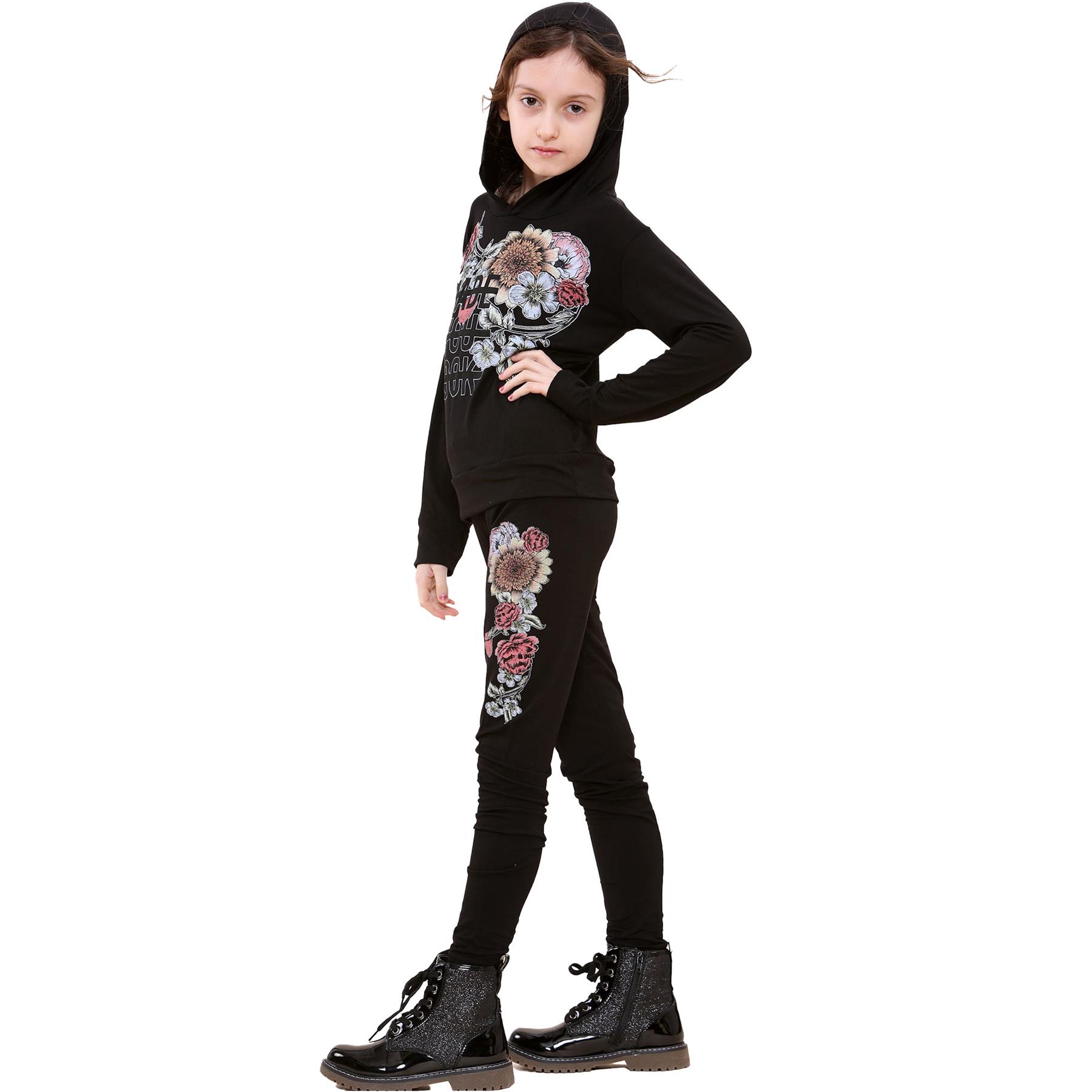 Girls Top Kids Made You Look Print Long Sleeves Hooded Top & Legging Set 5-13 Yr - Picture 8 of 21