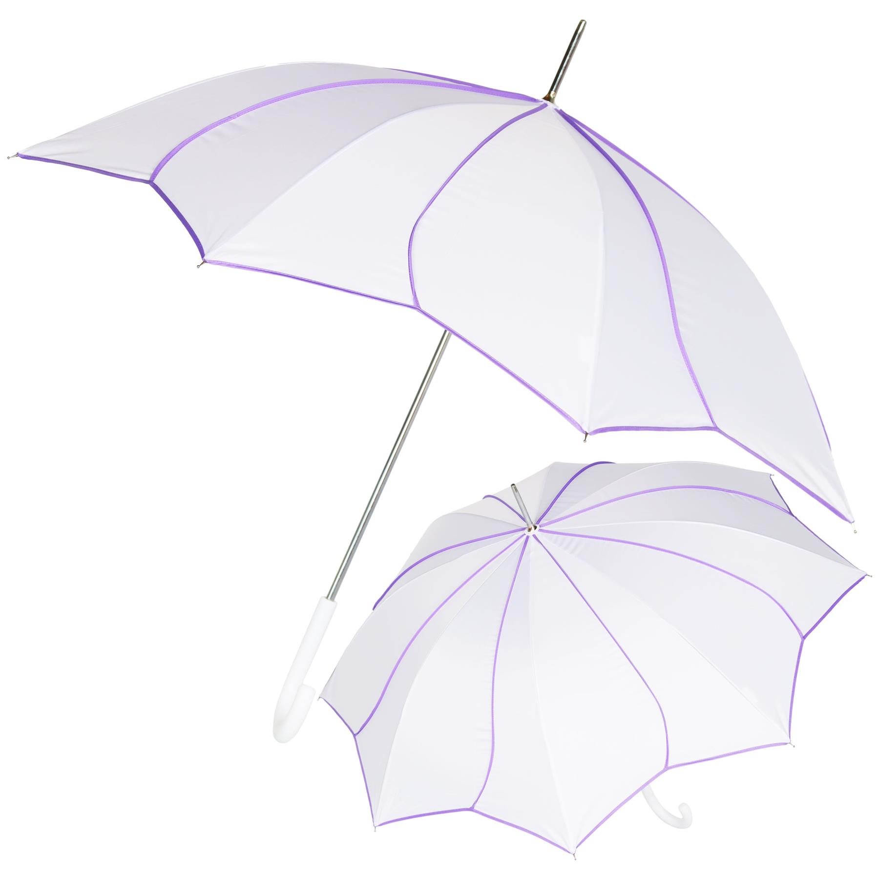 A2Z Wedding Umbrella 46" Auto Open Dome Canopy Dual Flower Piping Bride Brolly - Picture 2 of 21