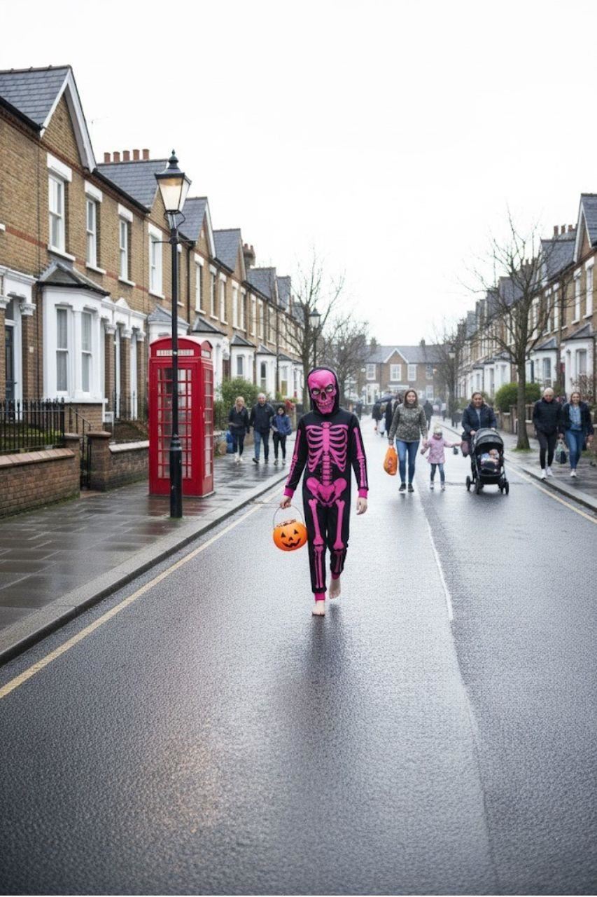 Kids Girls Boys Skeleton Print Neon Pink A2Z Onesie One Piece Halloween Costume - Picture 8 of 8