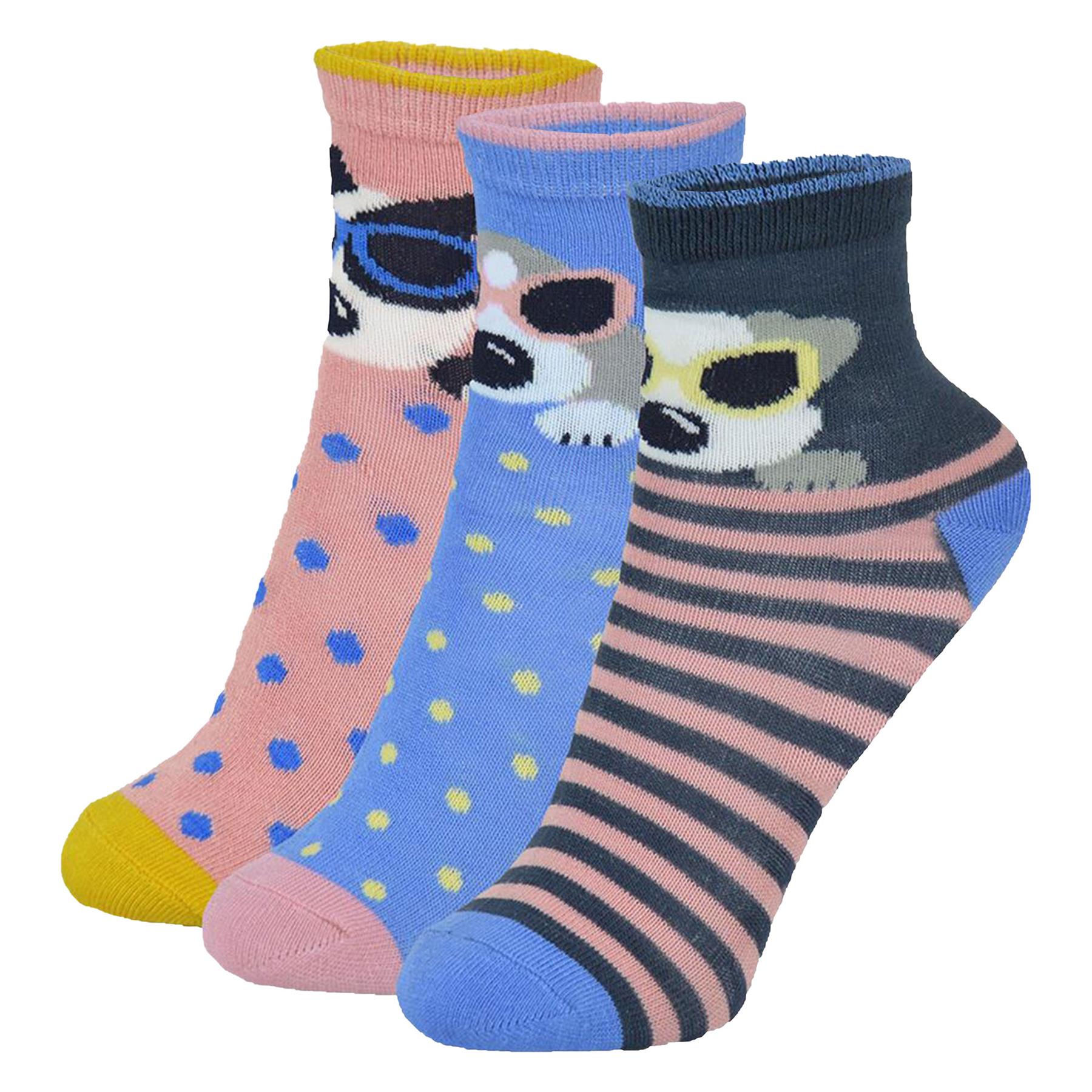 Kids Girls Bamboo Dog and Unicorn Animal Socks Pack of 3 Kids Footwear 2-10 Yr - Picture 3 of 6